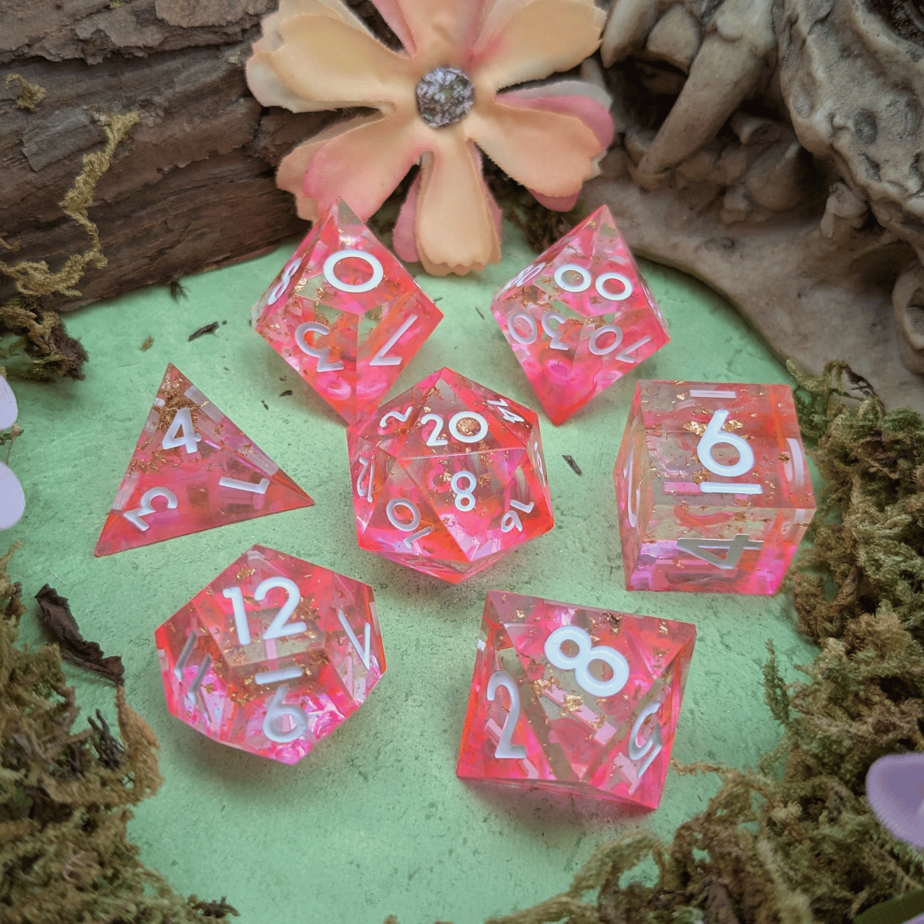 Foil Pink Sharp Dice Set