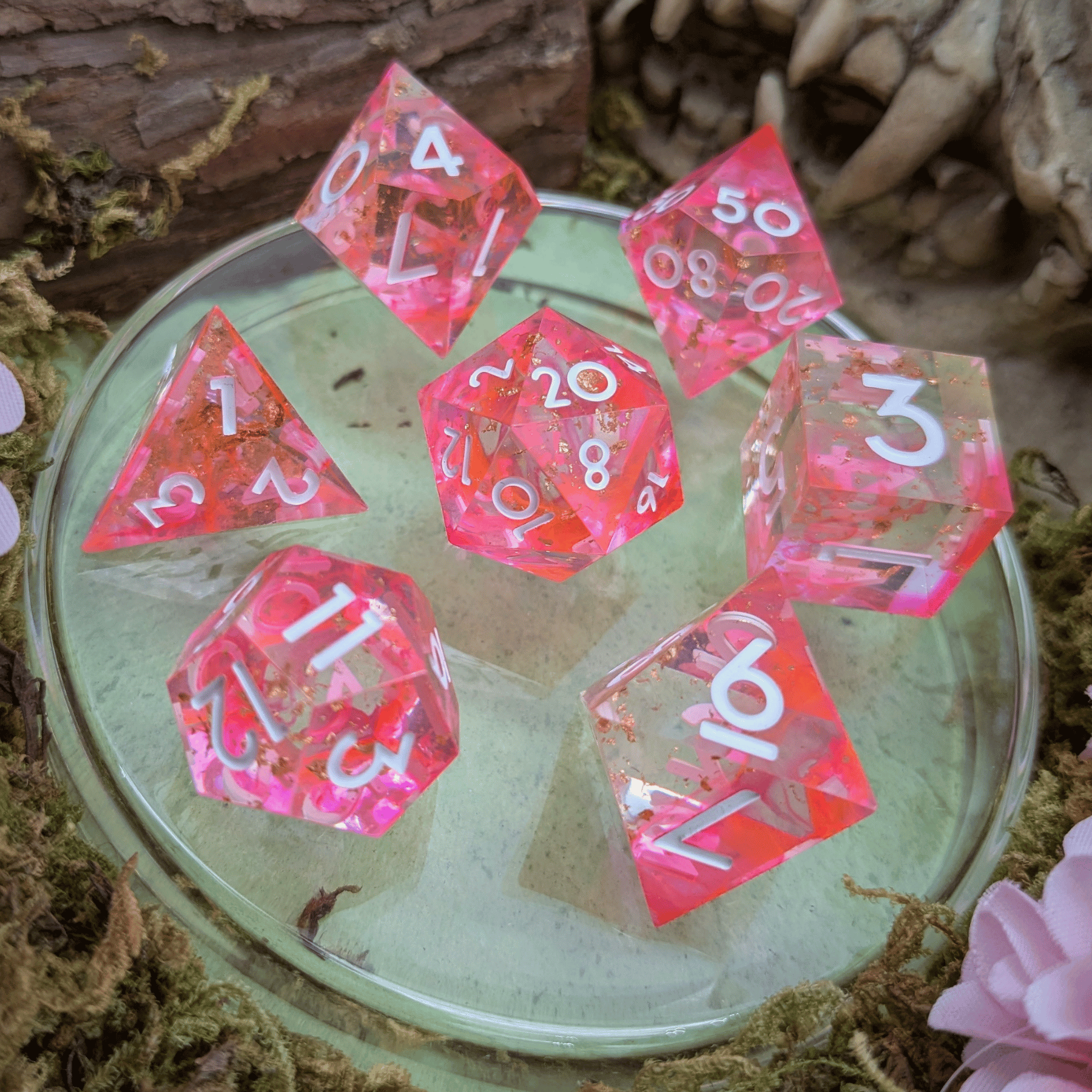 Foil Pink Sharp Dice Set