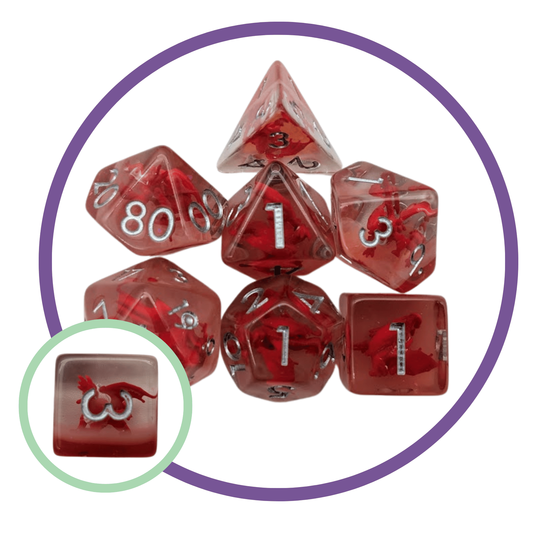 Fire Dragon Inclusion Dice Set