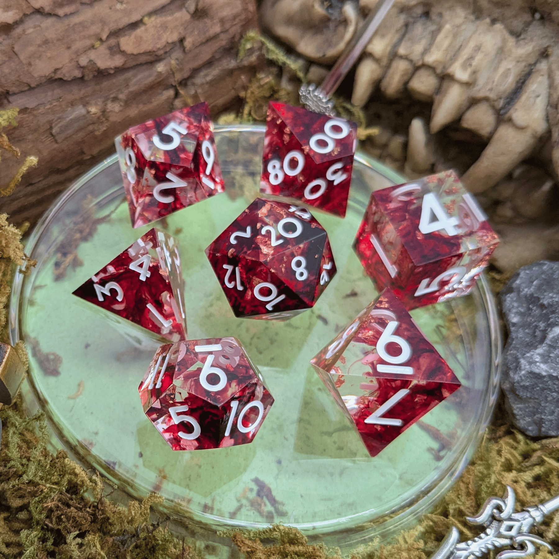 Foil Red and Black Sharp Dice Set