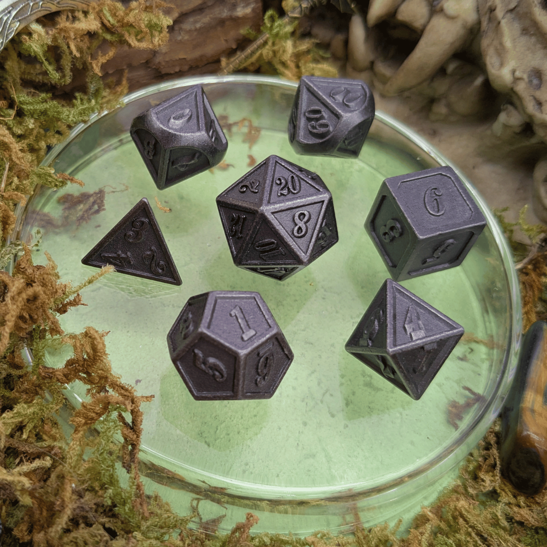 Full Silver Metal Dice Set