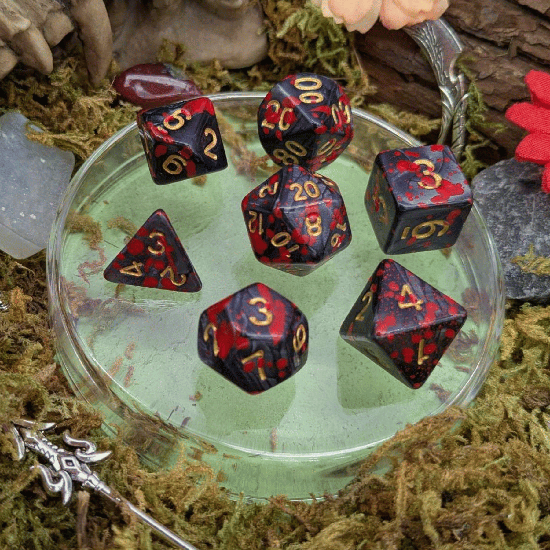 Black Splatter Dice Set