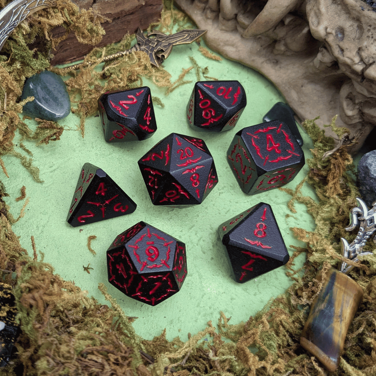 Hellish Rebuke | Black & Red Metal Arcana Dice Set