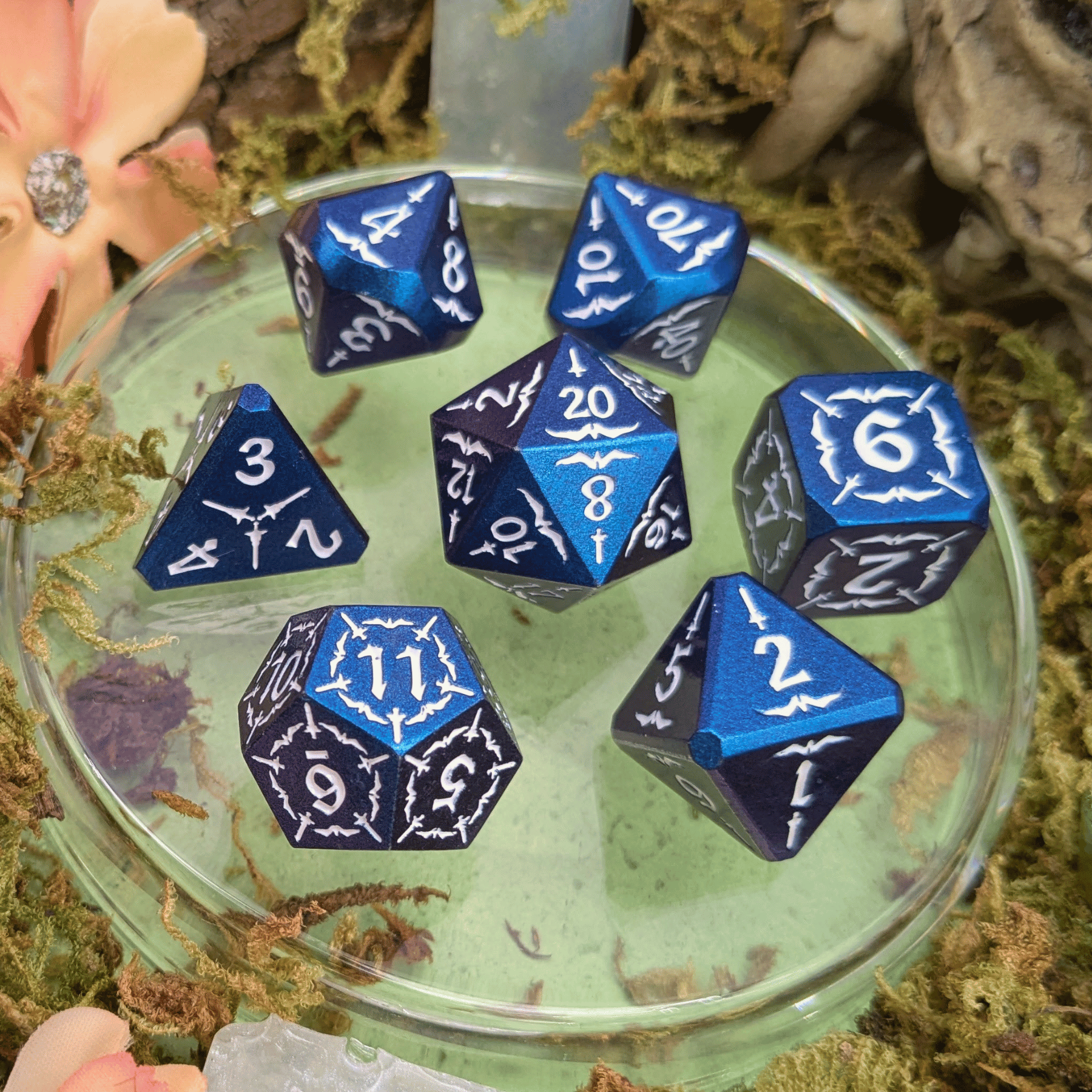 Astral Veil Arcana | Blue & White Metal Arcana Dice Set