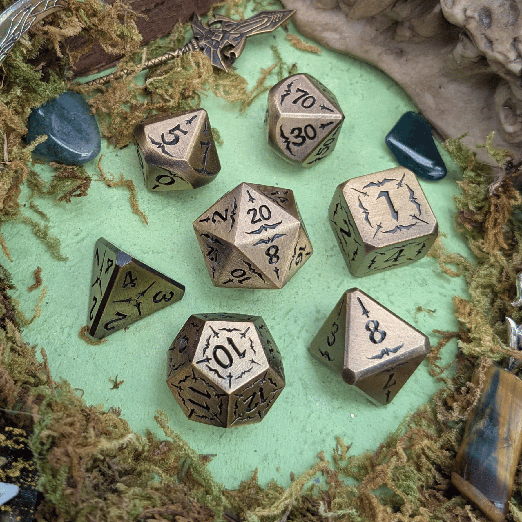 Arcana Gold Metal Core Dice Set