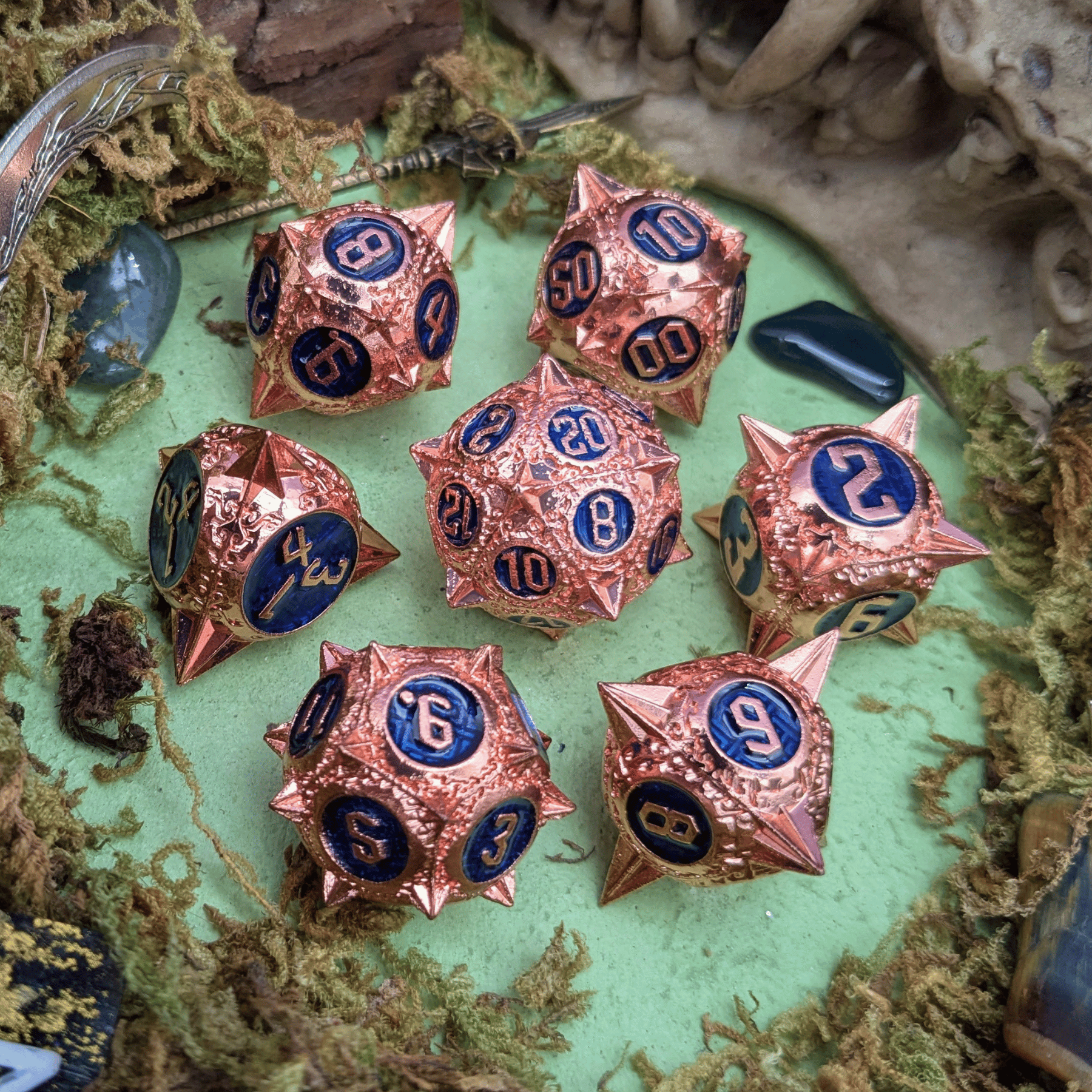 Thorns of the Blue Rose | Metal Caltrop Dice Set