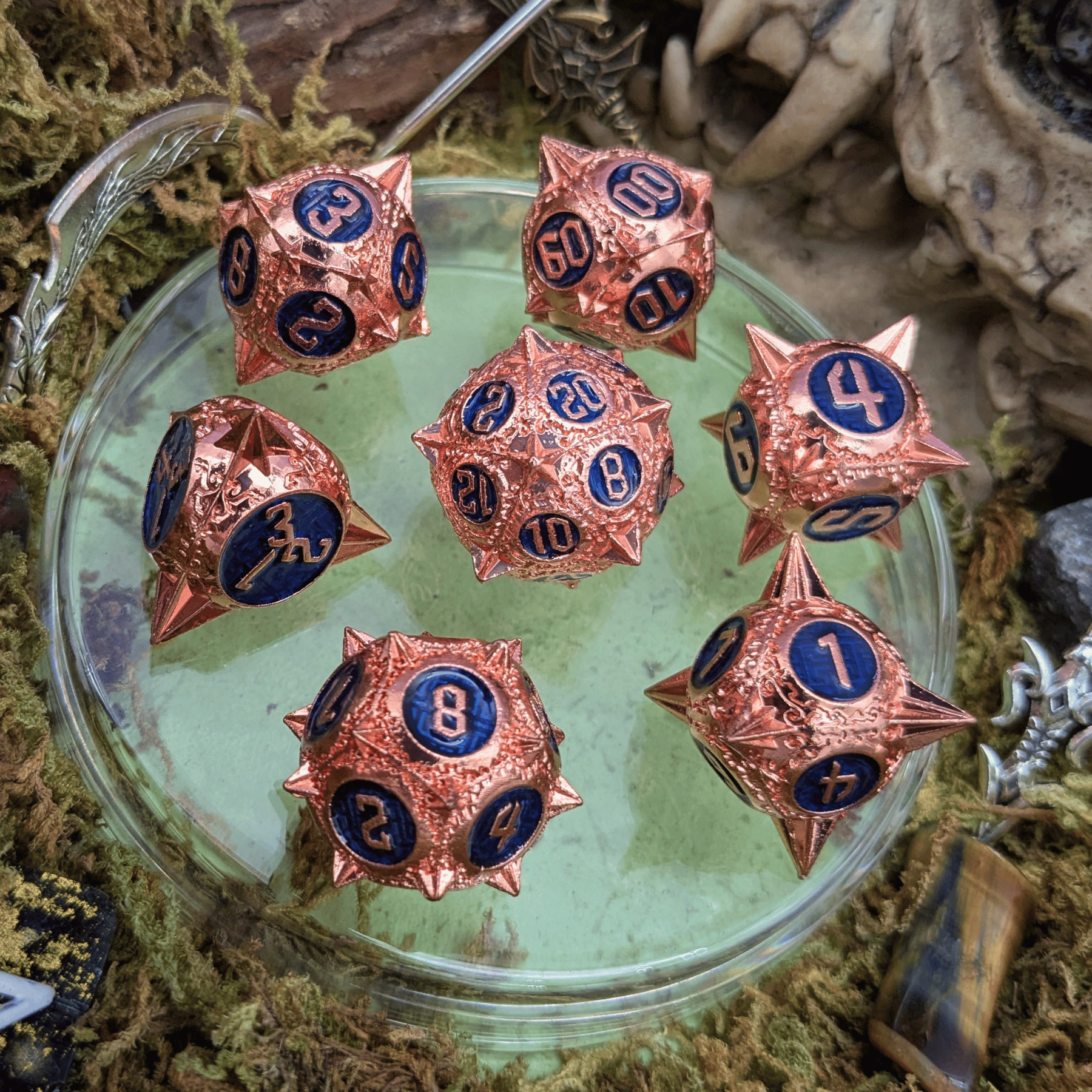 Thorns of the Blue Rose | Metal Caltrop Dice Set