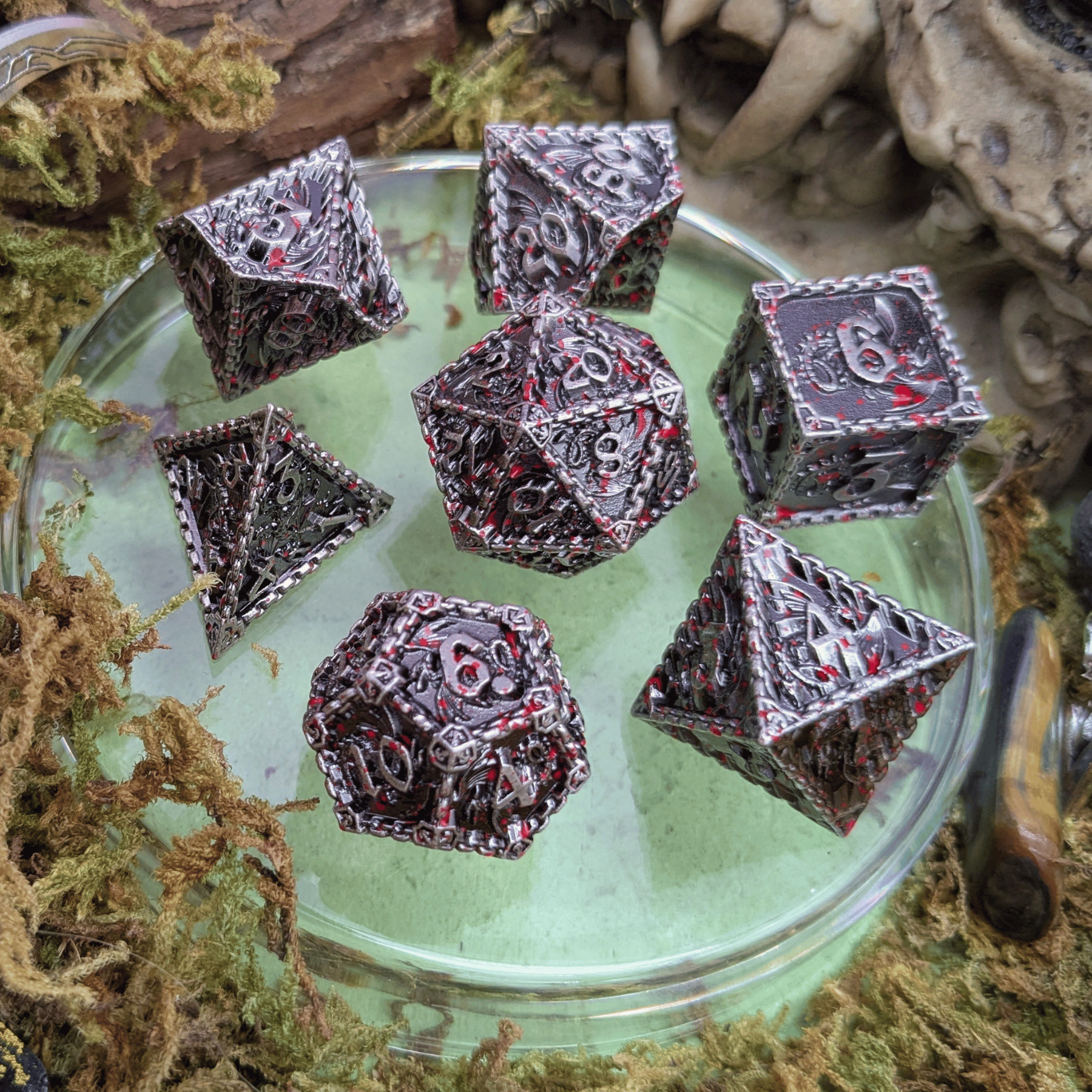 Dragon Splatter Metal Core Dice Set