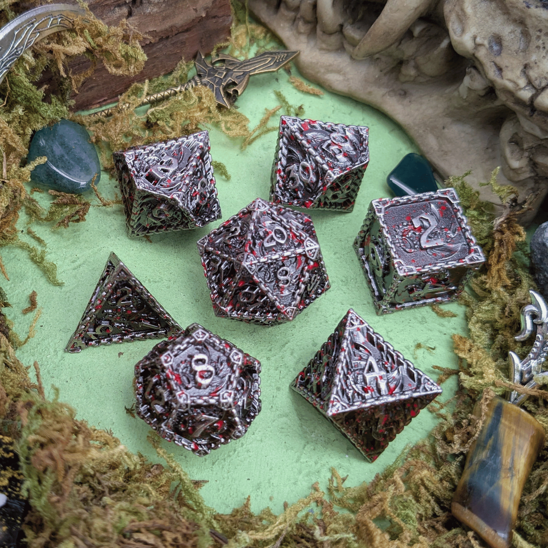 Dragon Splatter Metal Core Dice Set