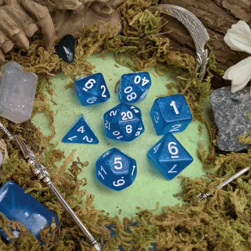 Blue Glitter Dice Set