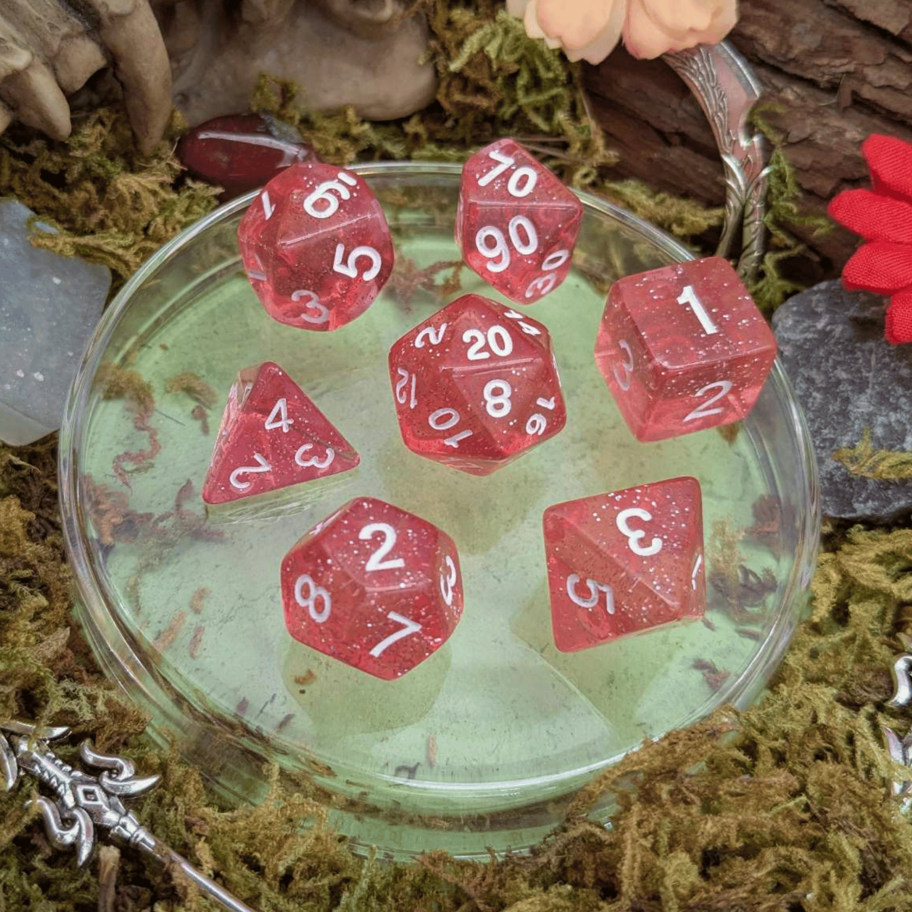 Blush Glitter Dice Set