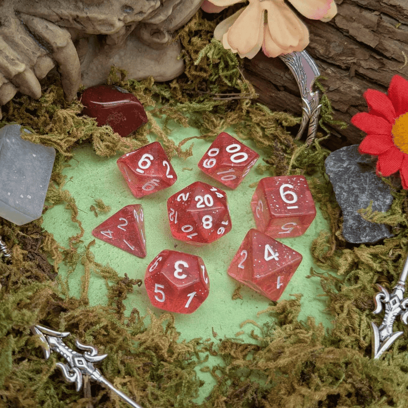 Blush Glitter Dice Set