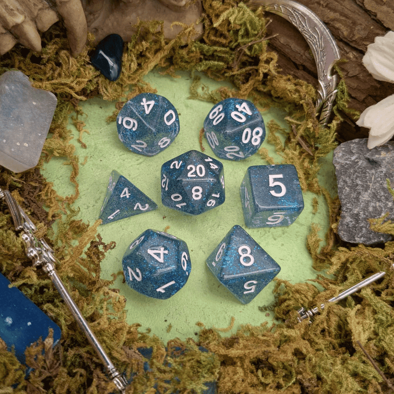 Navy Blue Glitter Dice Set