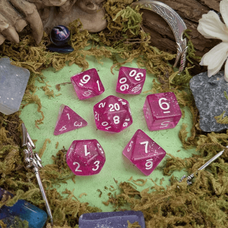 Glitter Pink Dice Set