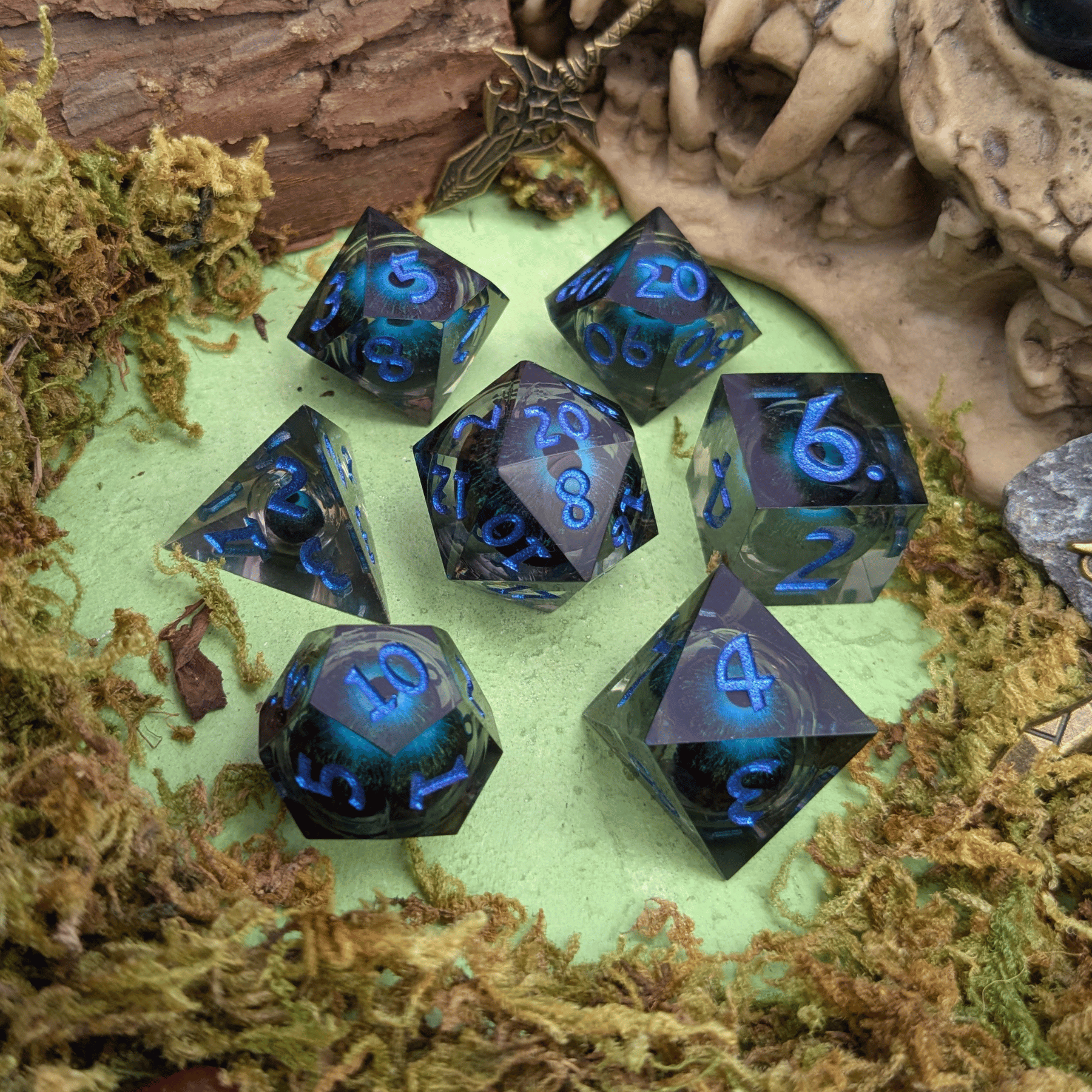 Hydra Eye Blue Liquid Core Dice Set