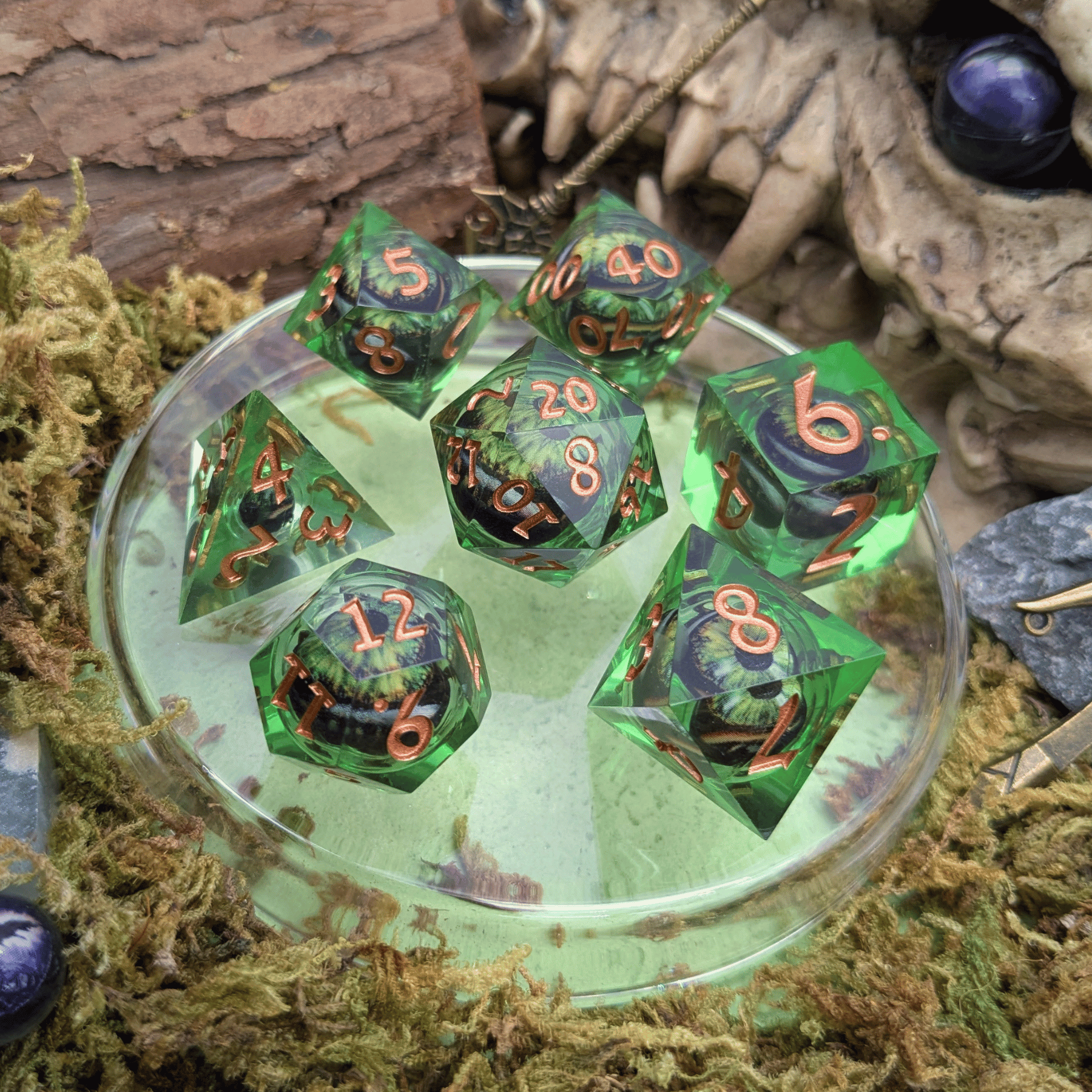 Hydra Eye Green Liquid Core Dice Set