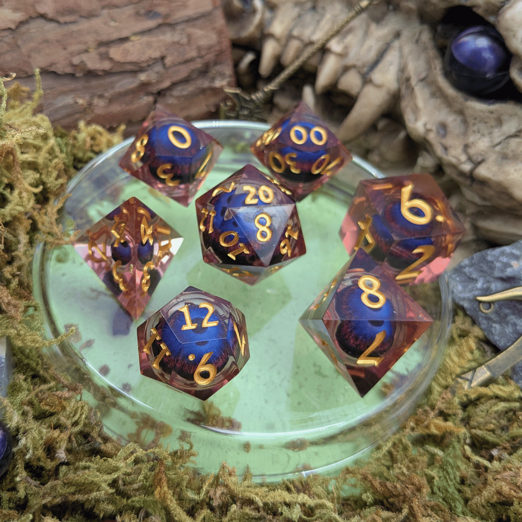 Hydra Eye Pink and Purple Liquid Core Dice Set
