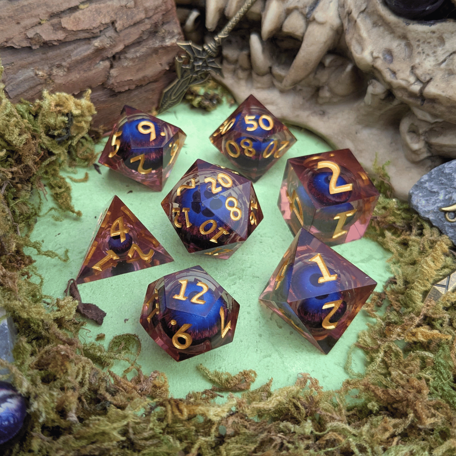 Hydra Eye Pink and Purple Liquid Core Dice Set