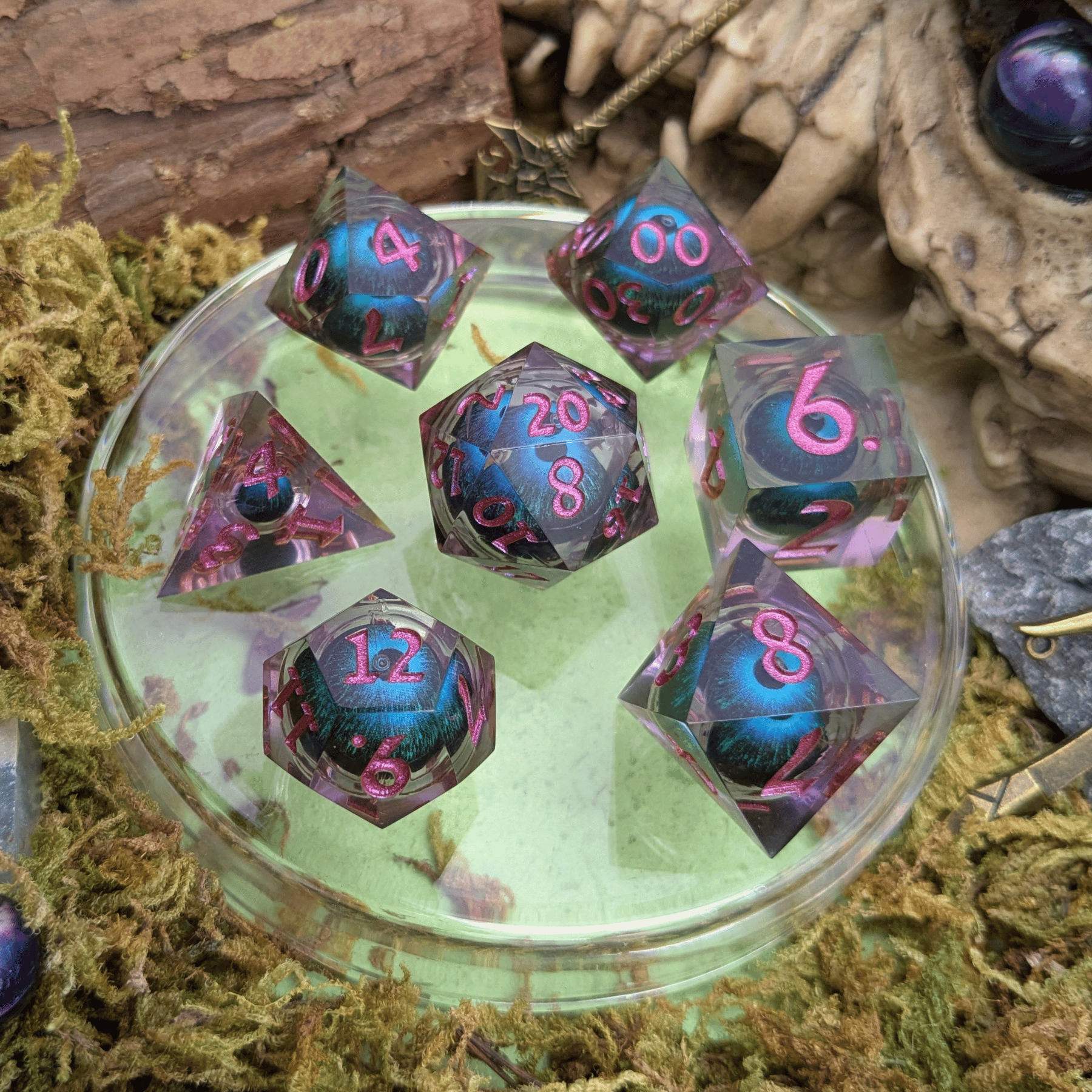 Hydra Purple and Blue Liquid Core Dice Set