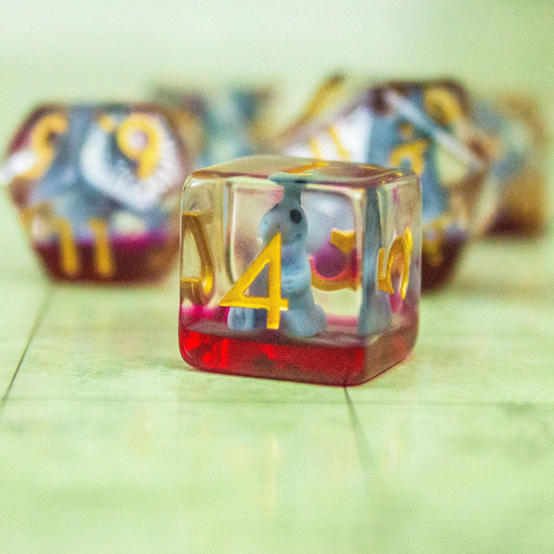 Blue Dinosaurs Filled/inclusion Dice Set