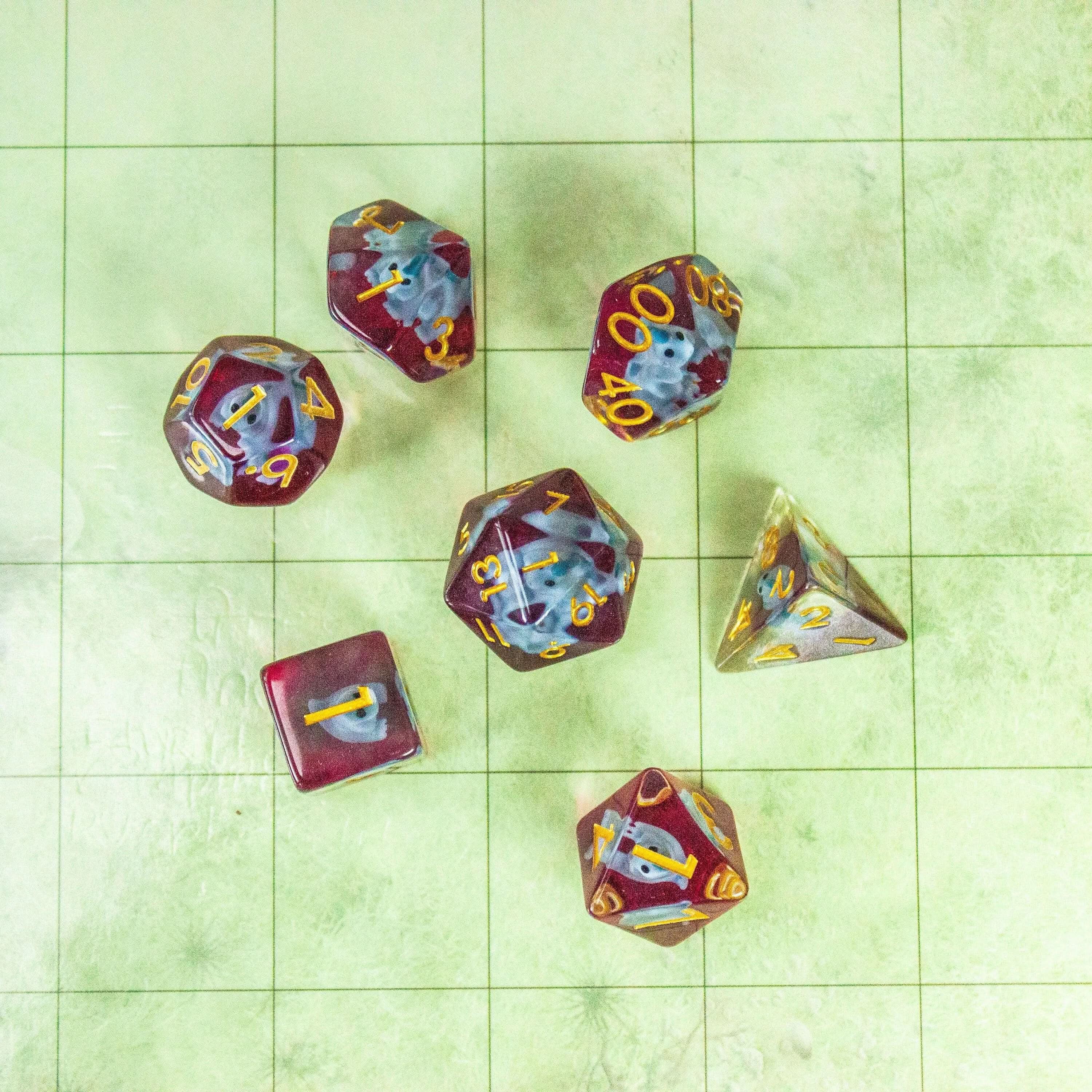 Blue Dinosaurs Filled/inclusion Dice Set