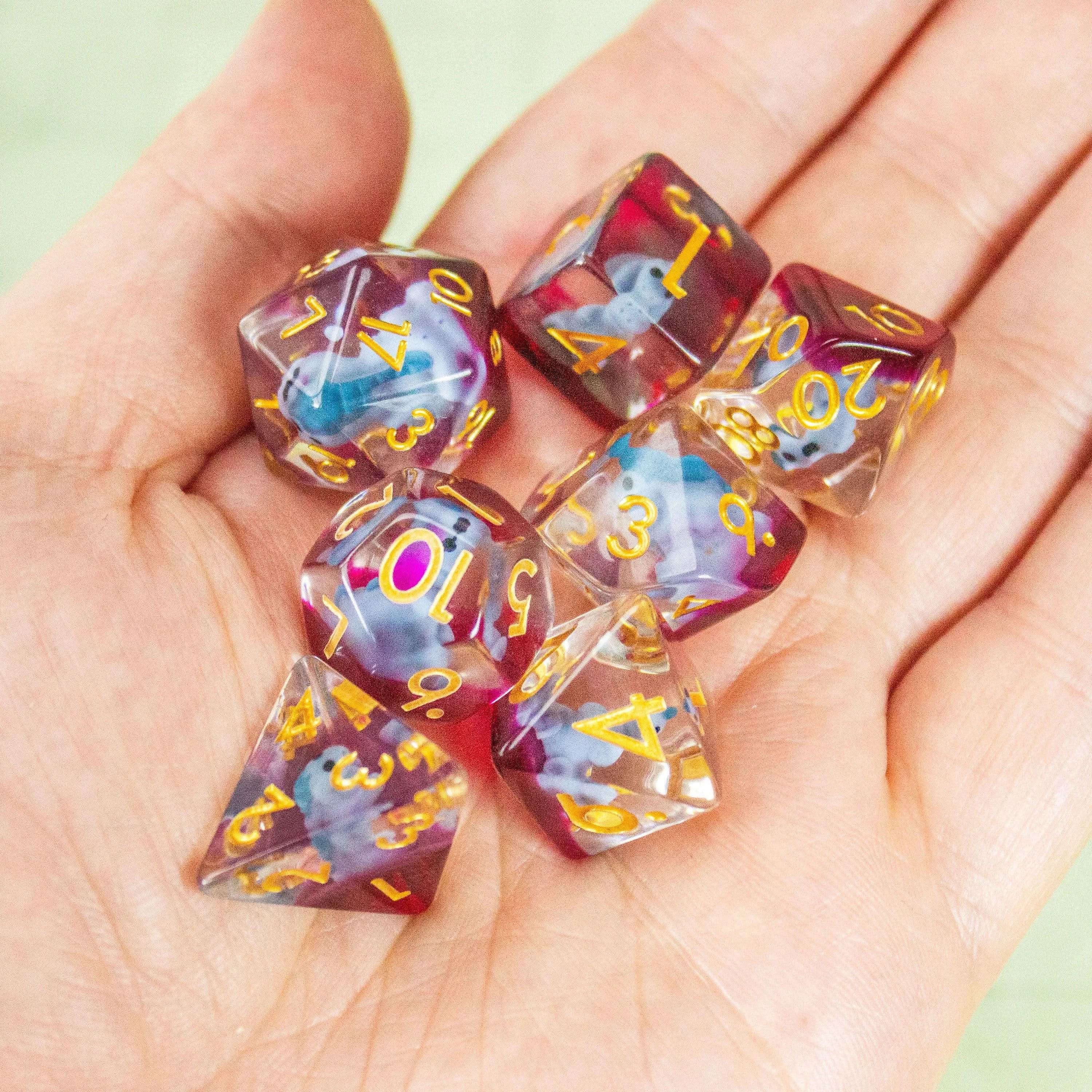Blue Dinosaurs Filled/inclusion Dice Set