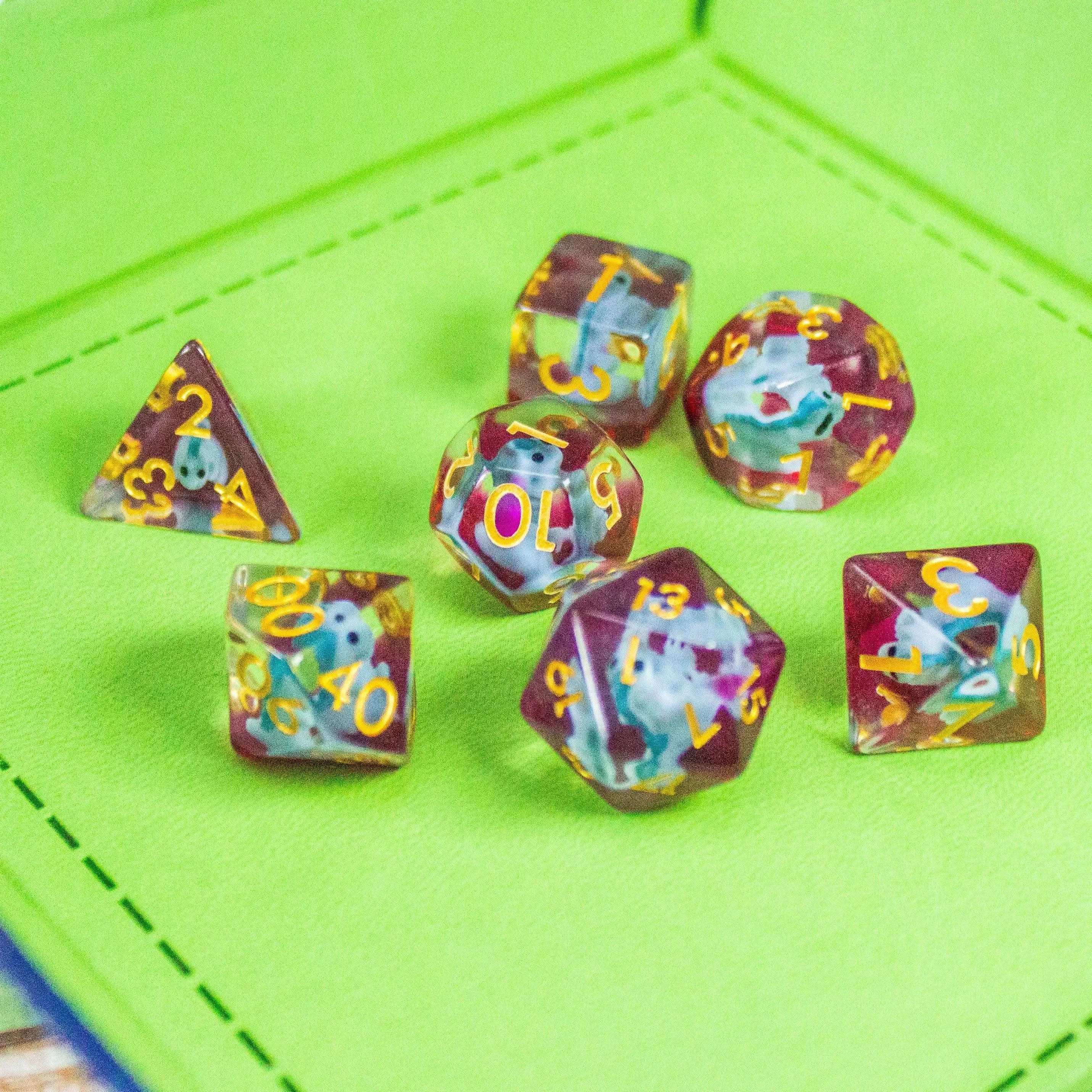Blue Dinosaurs Filled/inclusion Dice Set