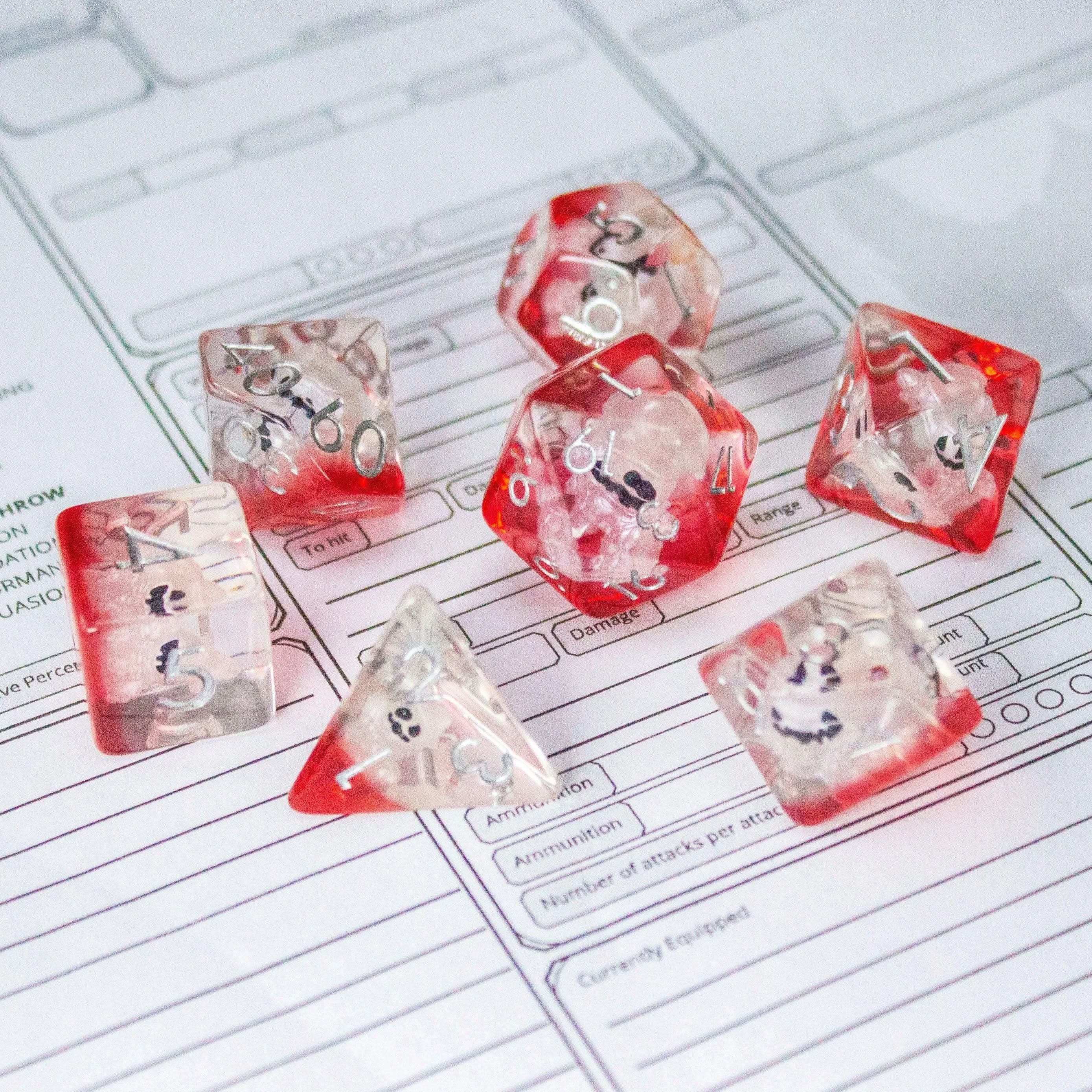 Ghost Halloween TTRPG Dice Set| Transparent See through Dice (7) | Polyhedral Dice - MysteryDiceGoblins
