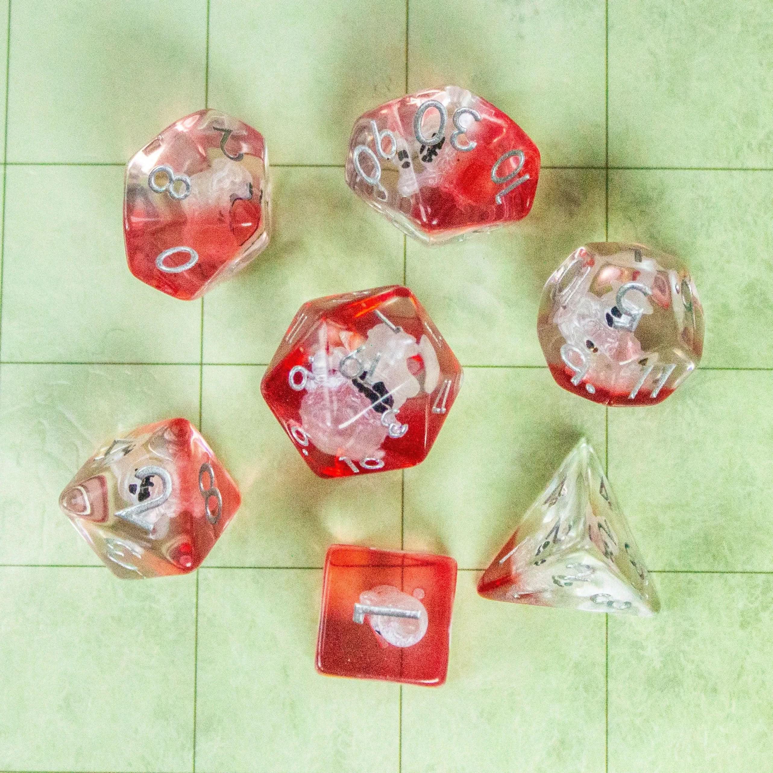 Ghost Halloween TTRPG Dice Set| Transparent See through Dice (7) | Polyhedral Dice - MysteryDiceGoblins