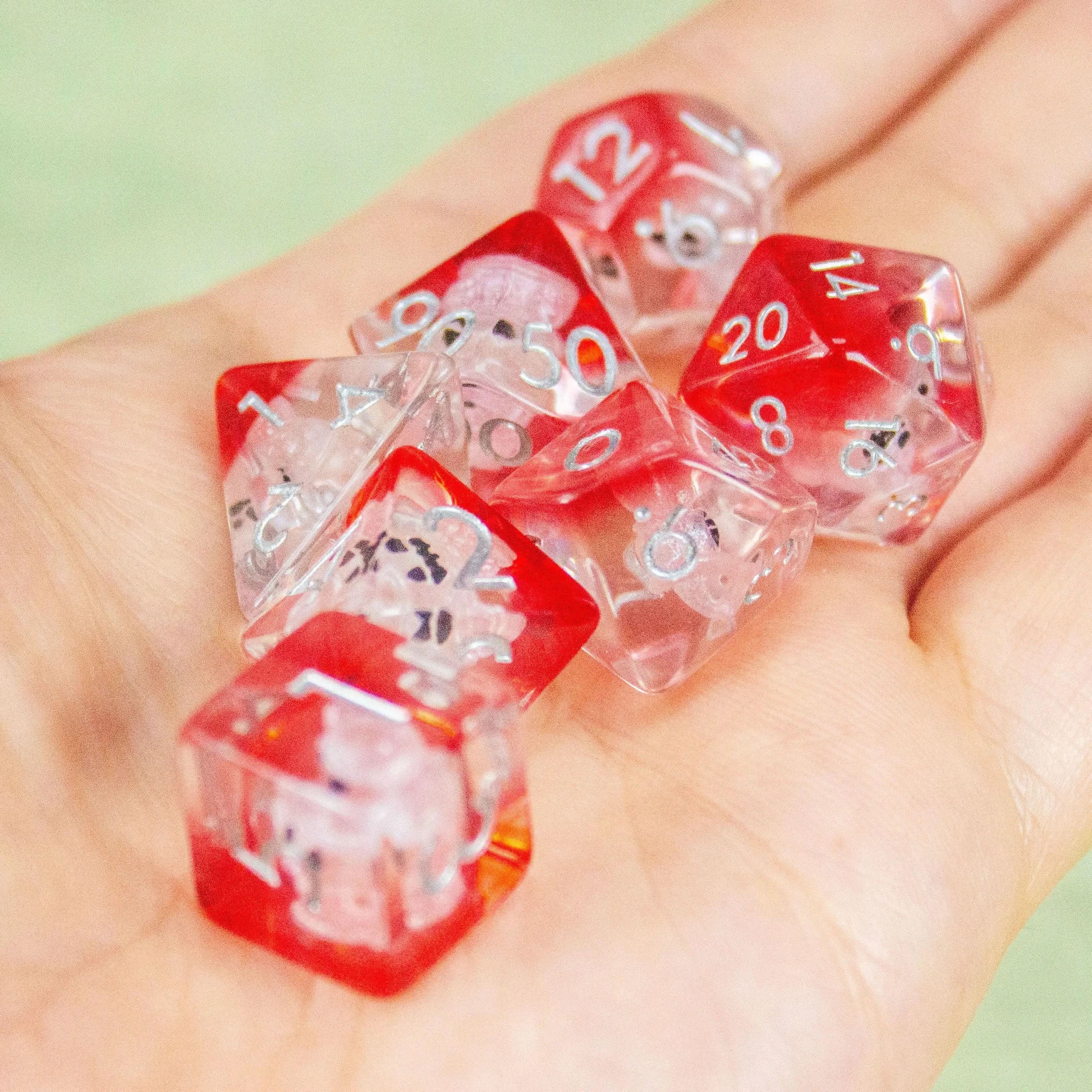 Ghost Halloween TTRPG Dice Set| Transparent See through Dice (7) | Polyhedral Dice - MysteryDiceGoblins