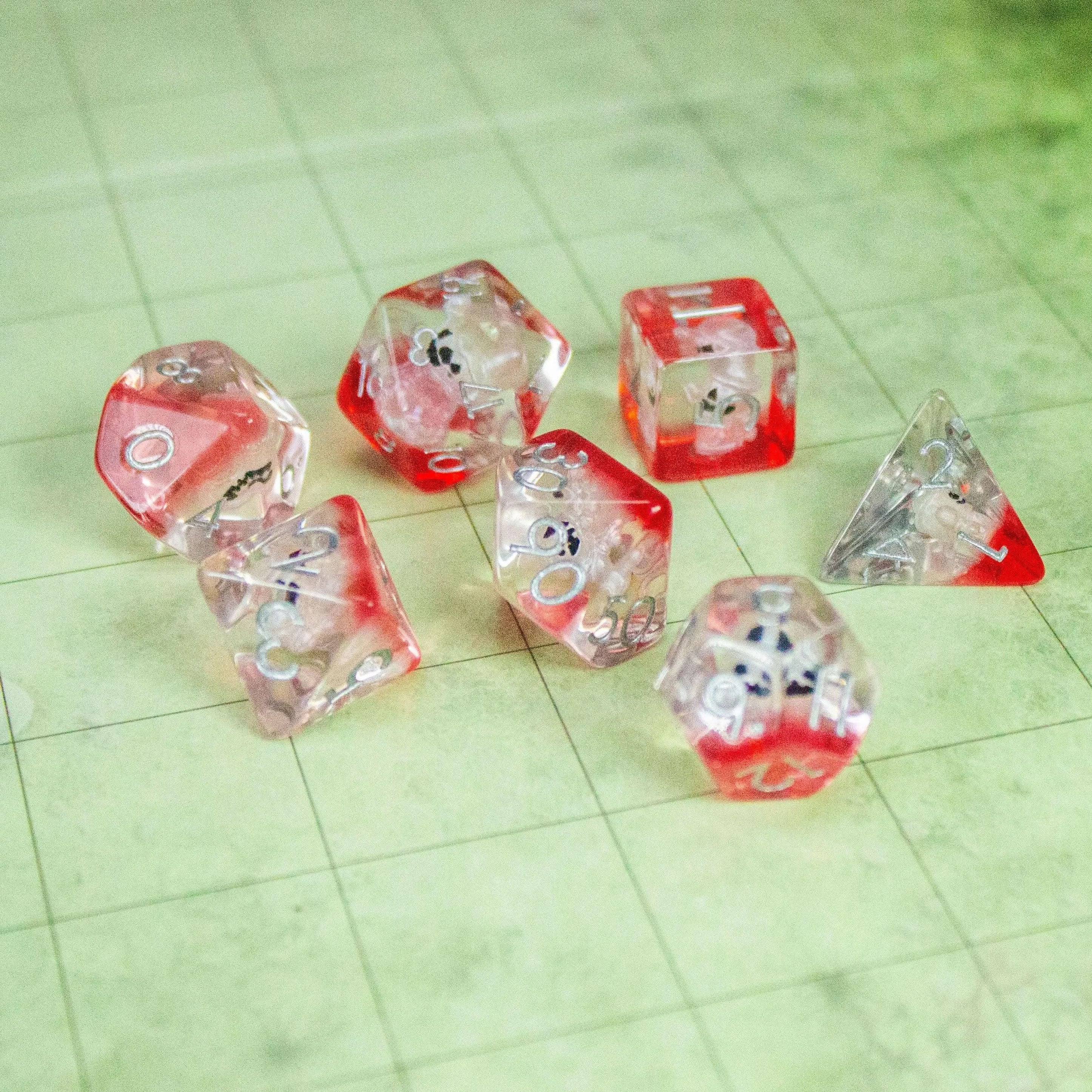 Ghost Halloween TTRPG Dice Set| Transparent See through Dice (7) | Polyhedral Dice - MysteryDiceGoblins