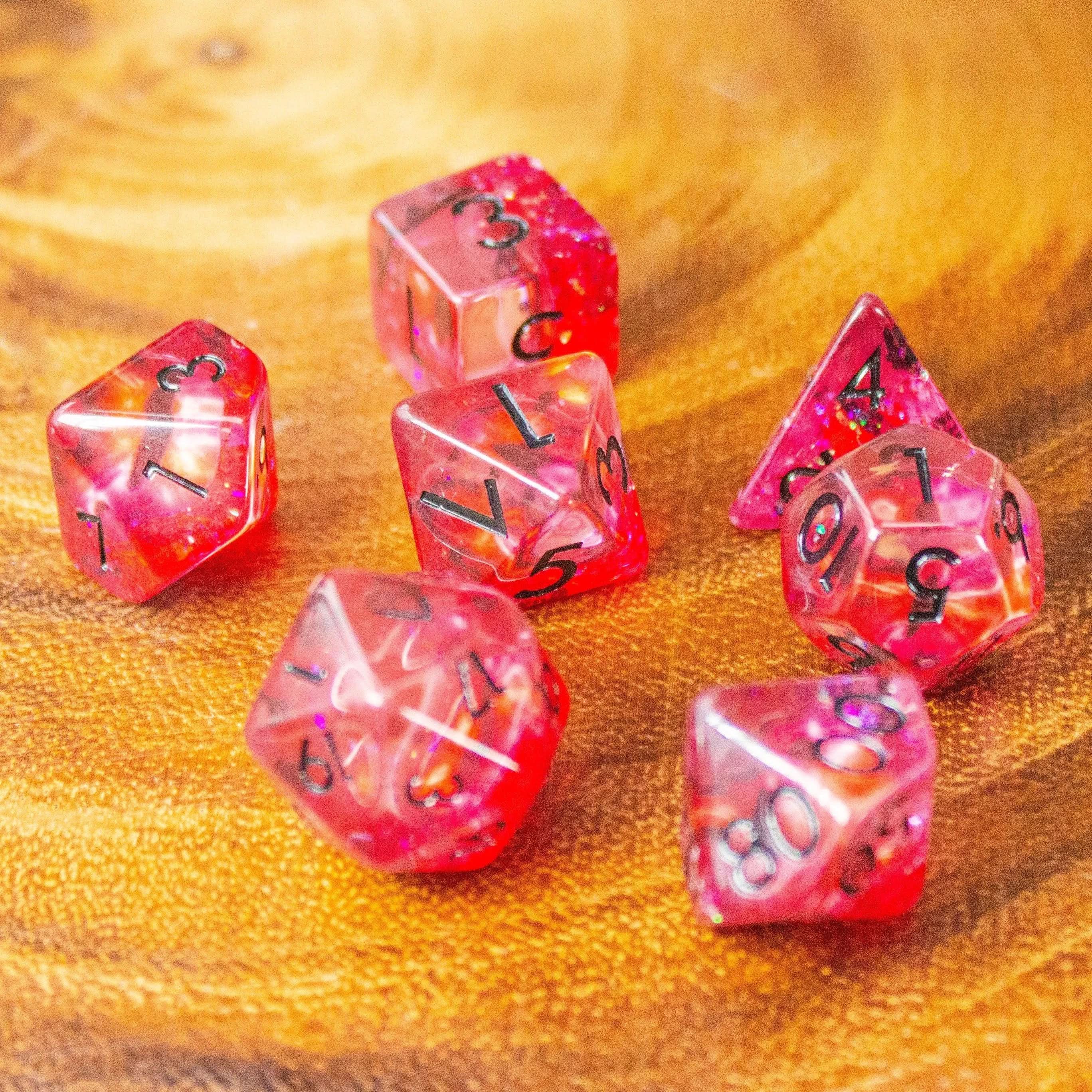 Red Evil Eye TTRPG dice | Evil Eye Dice (7) | Polyhedral Evil Dice - MysteryDiceGoblins