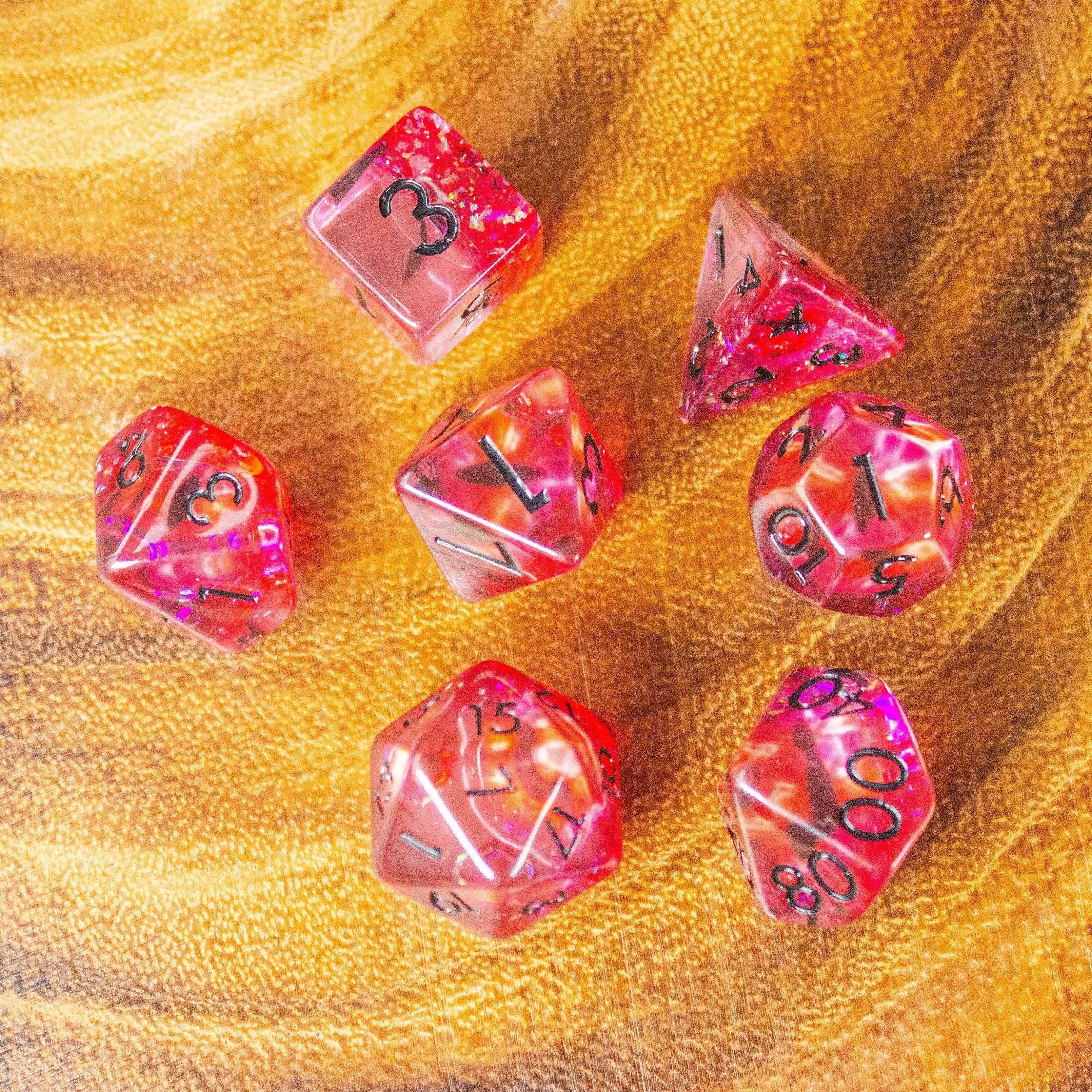 Red Evil Eye TTRPG dice | Evil Eye Dice (7) | Polyhedral Evil Dice - MysteryDiceGoblins