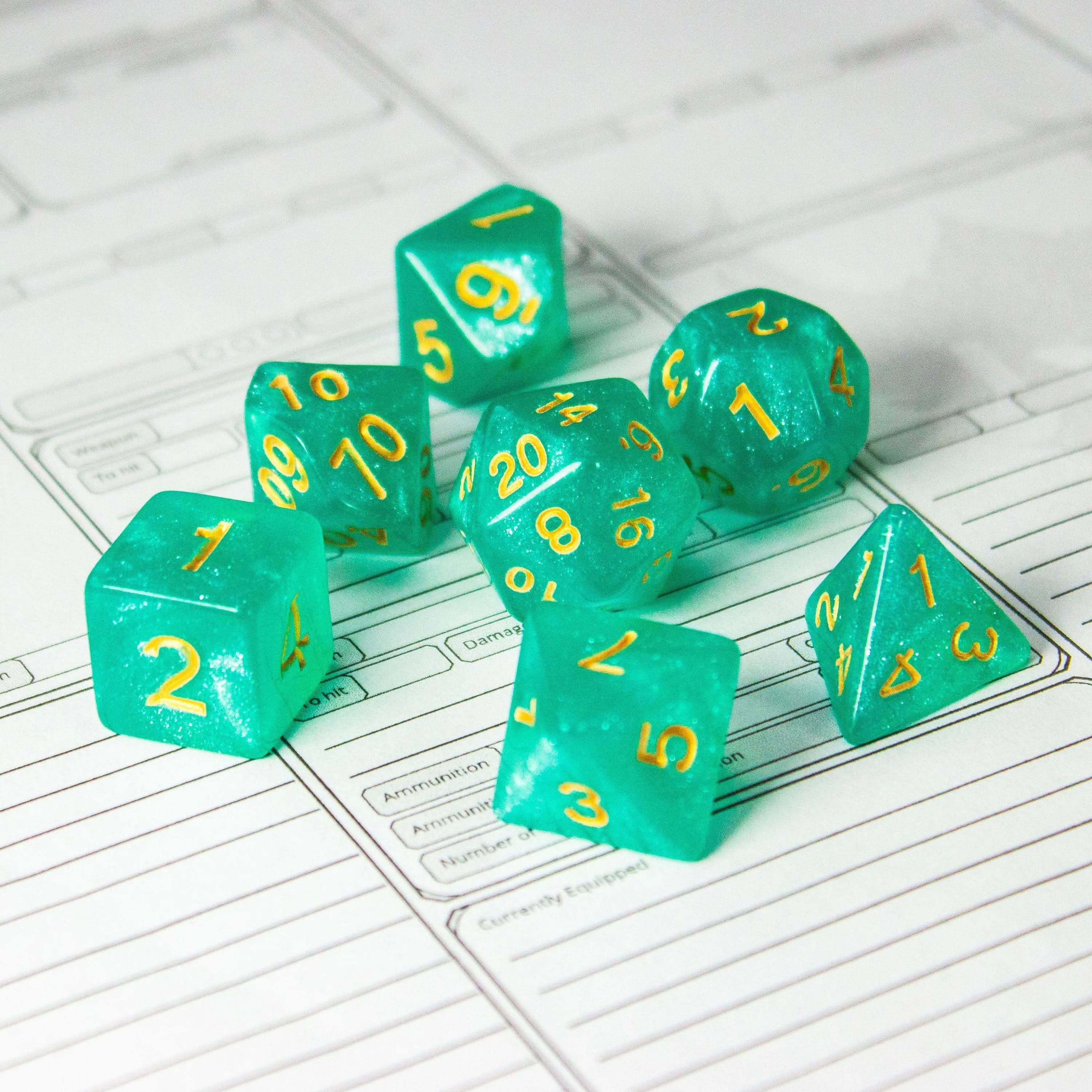 Turquoise Shimmer Dice Set