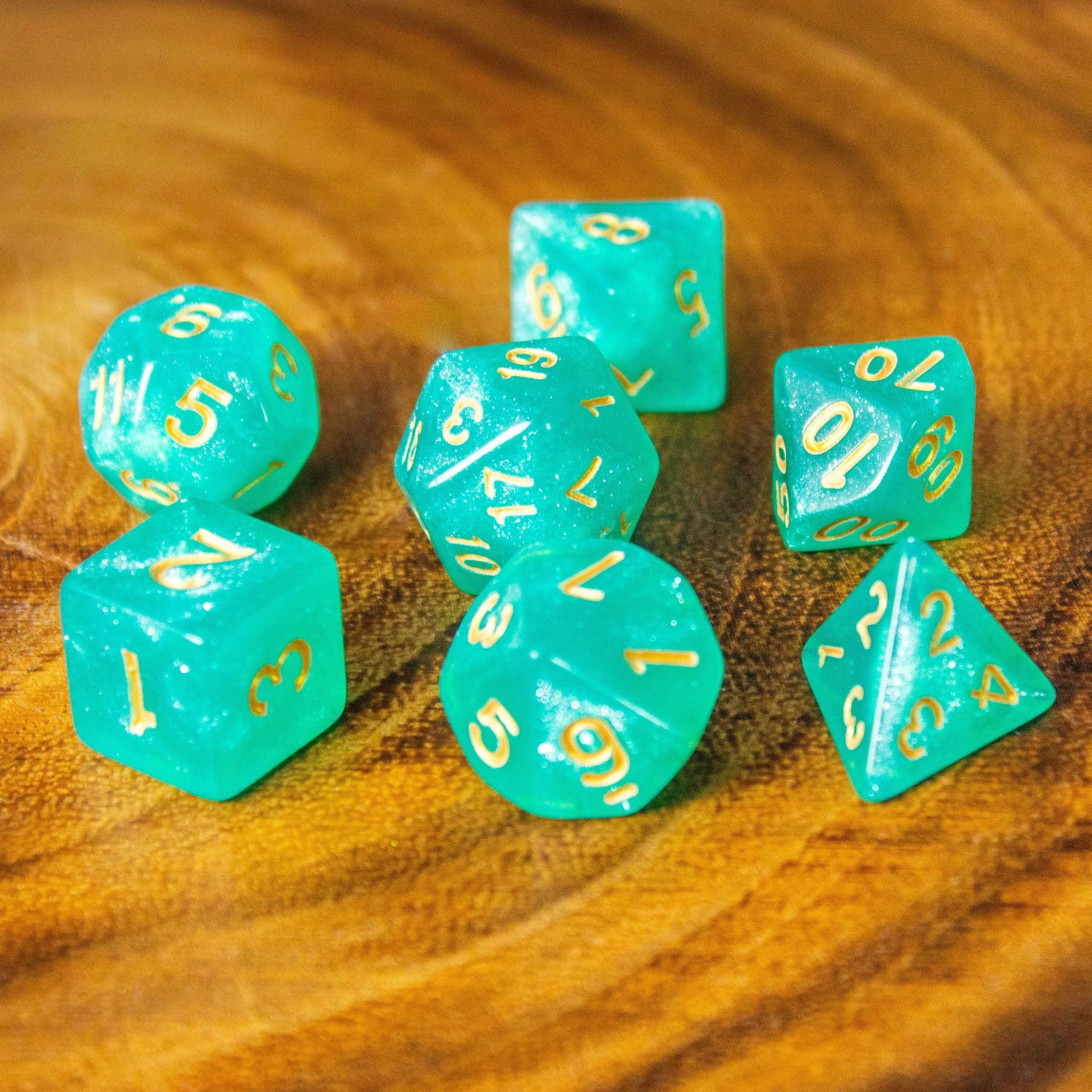 Turquoise Shimmer Dice Set