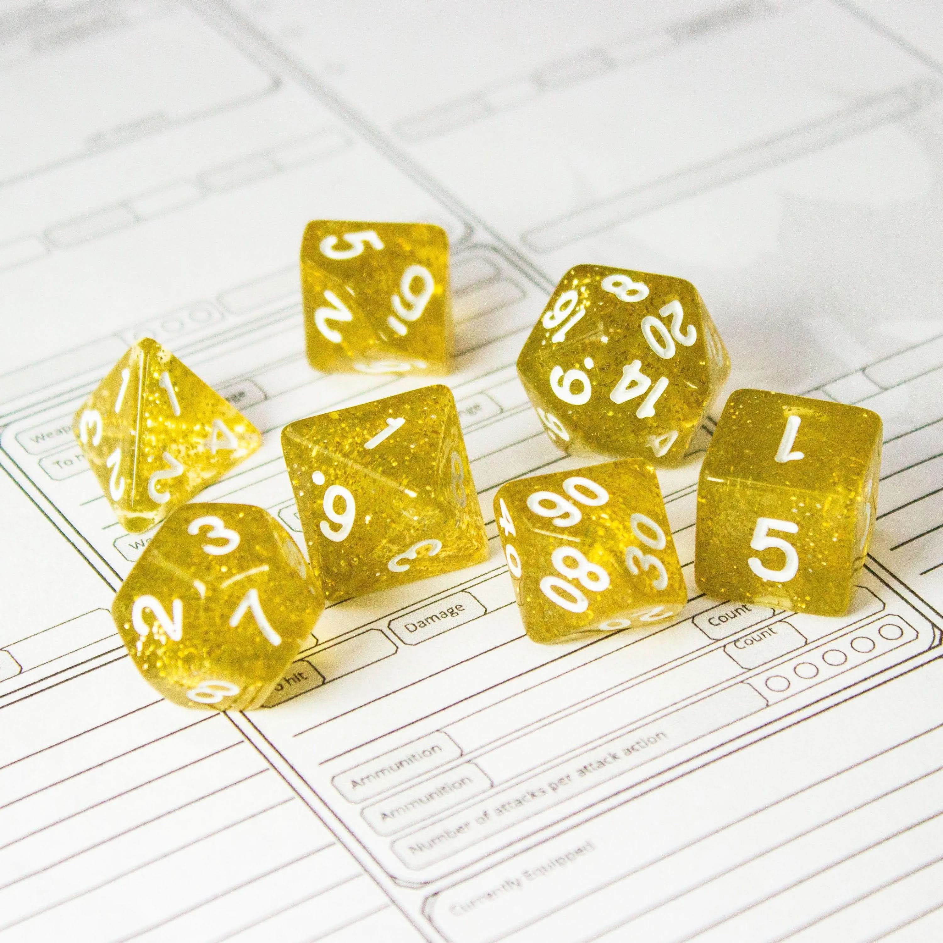 Yellow Shimmer Dice Set