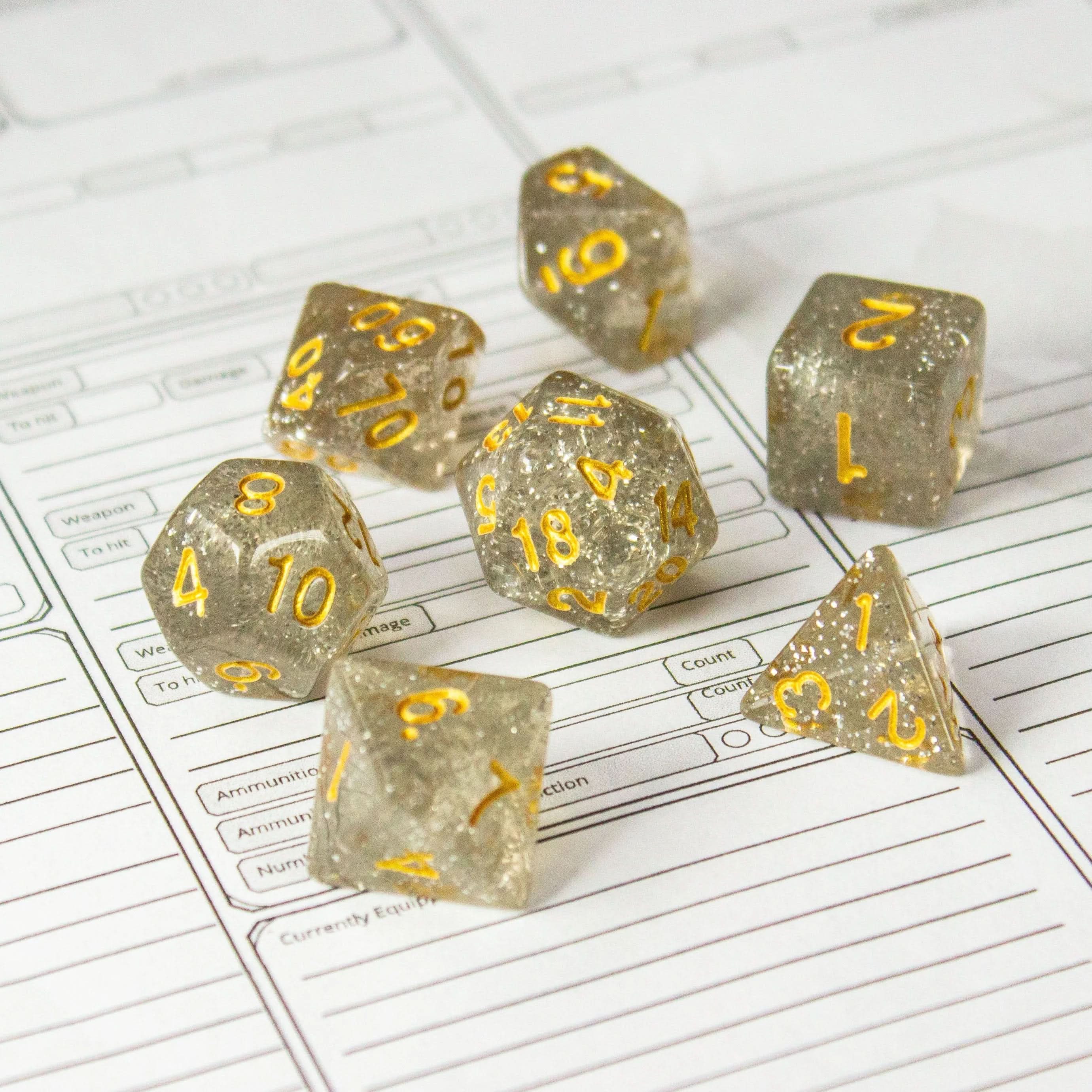 Silver and Gold Glitter Dice Set