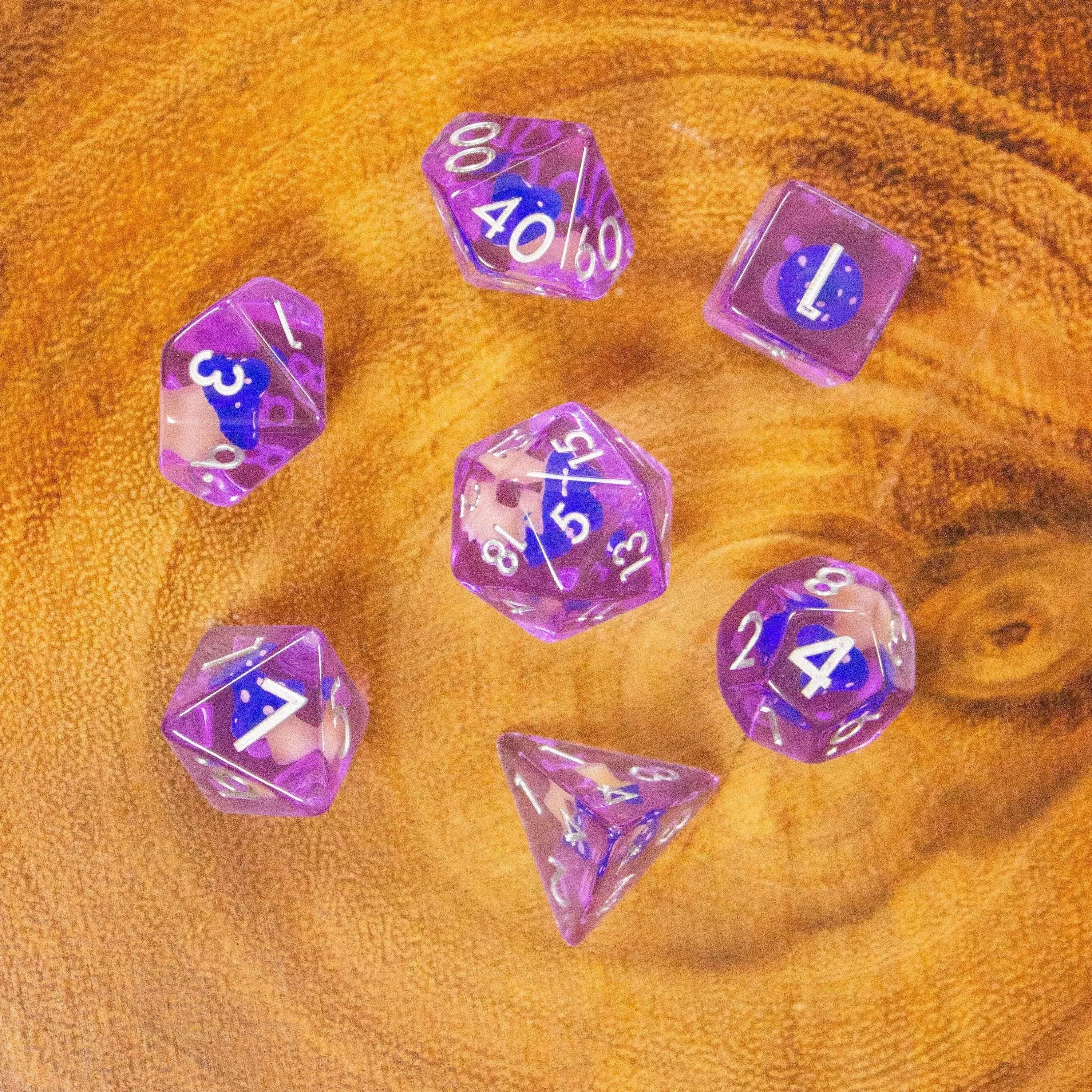Purple Blue Mushroom Dice Set