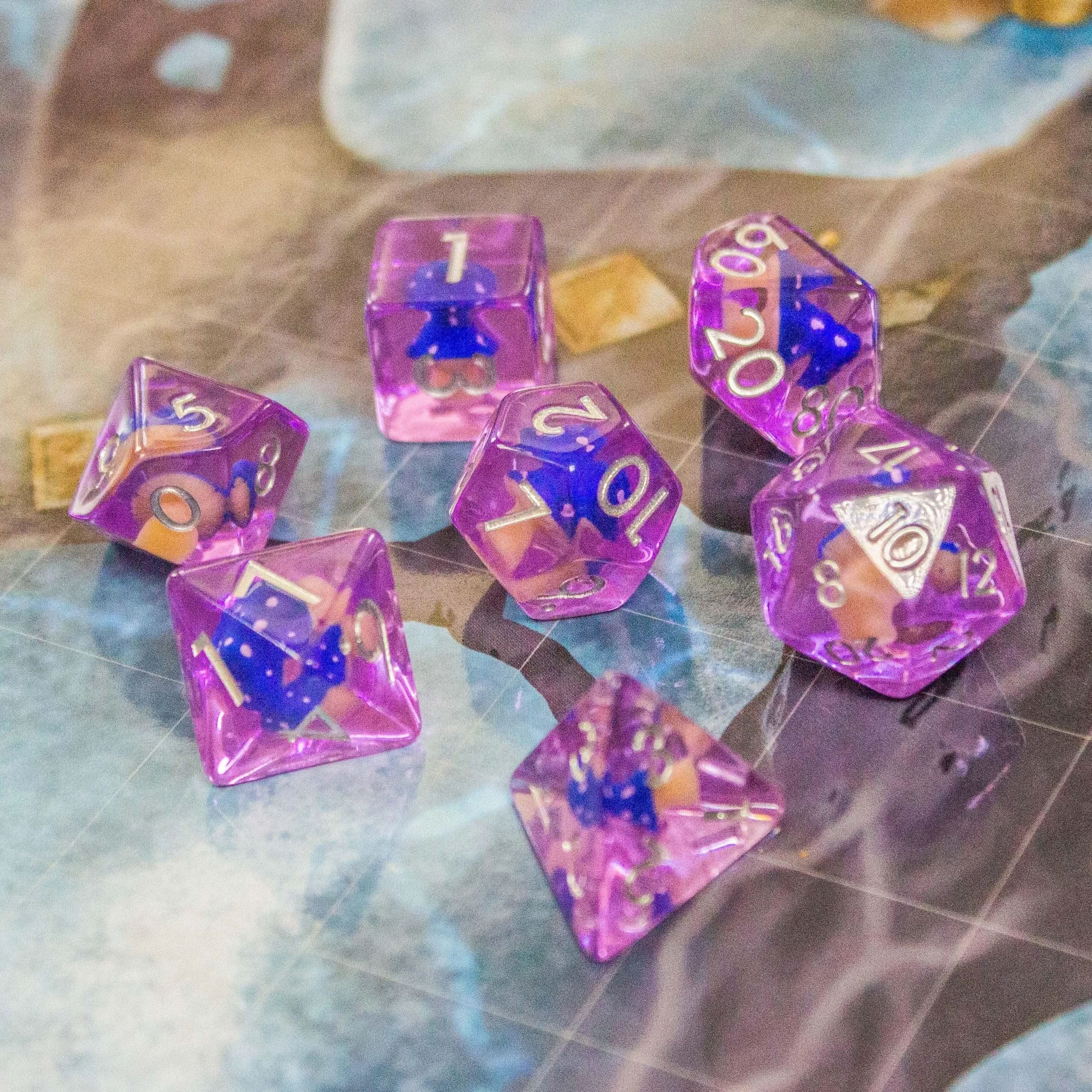Purple Blue Mushroom Dice Set