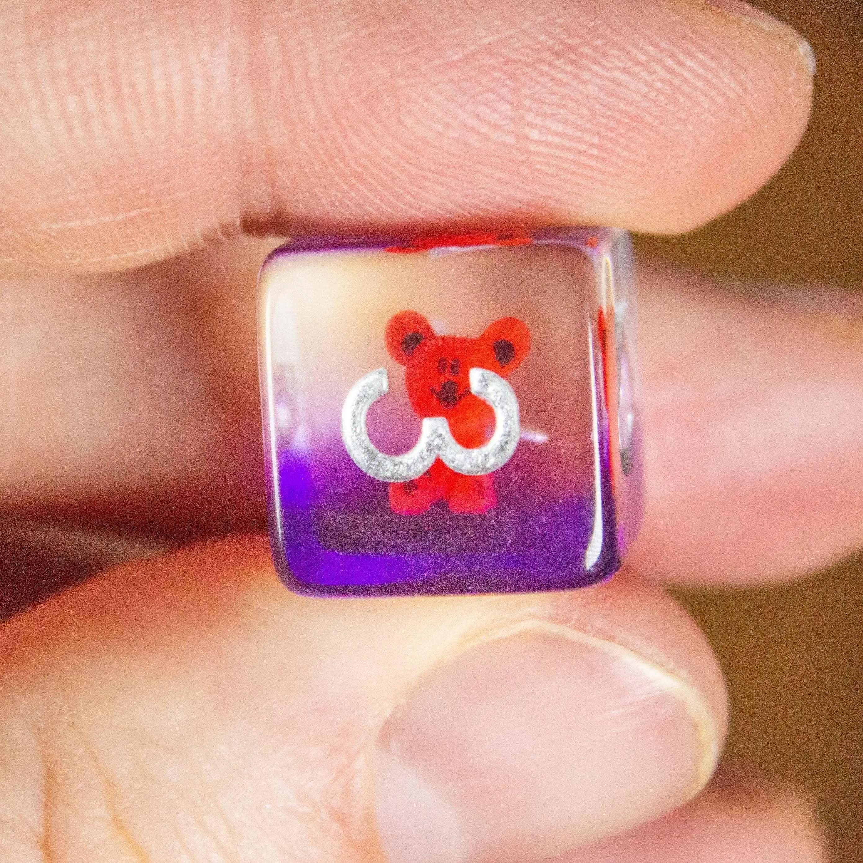 Red Bear TTRPG Dice Set| Transparent Purple See through Dice (7) | Polyhedral Dice - MysteryDiceGoblins