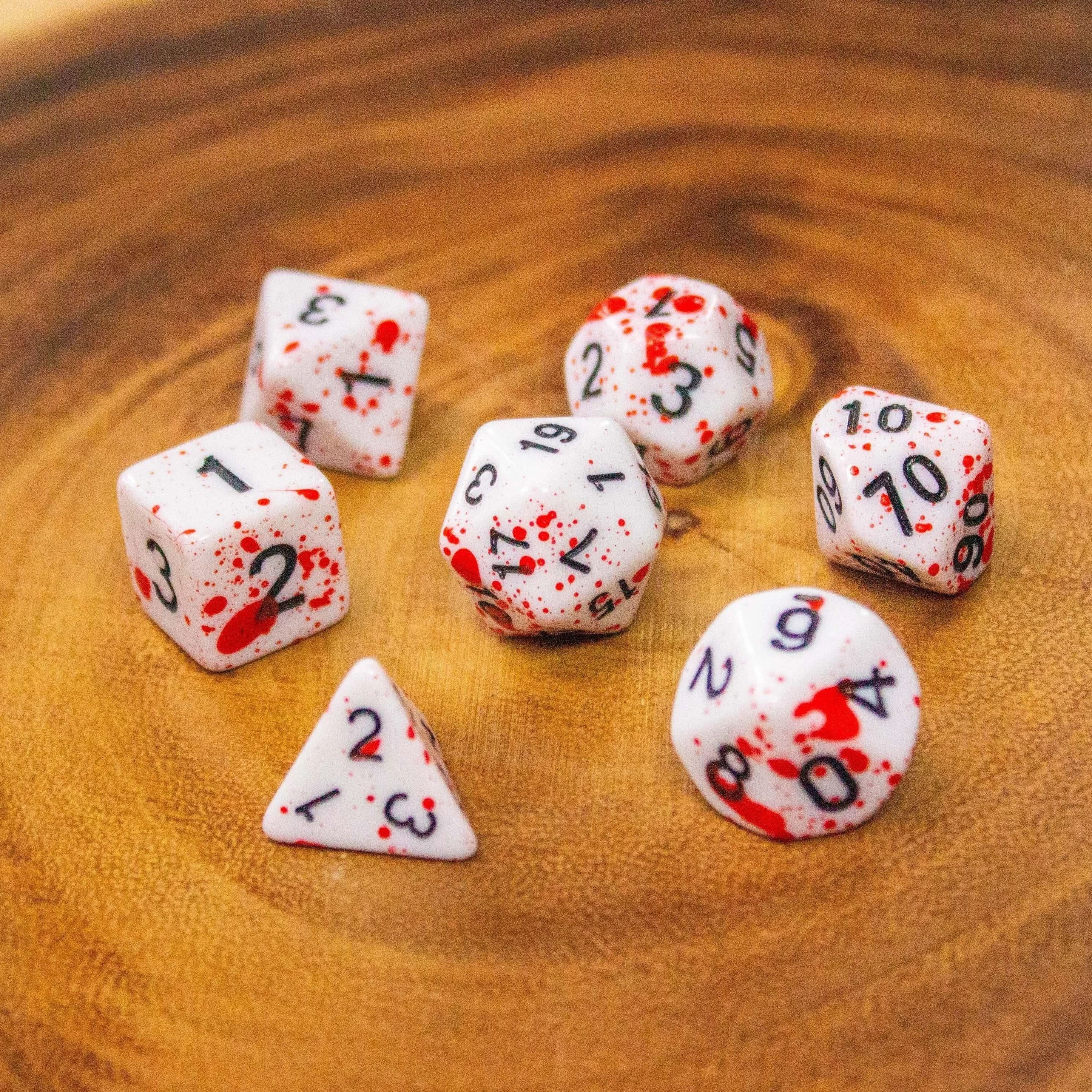 Red Splatter Red Dice | TTRPG Dice | Red splatter TTRPG Dice | Red Dice | Blood Dice Red - MysteryDiceGoblins