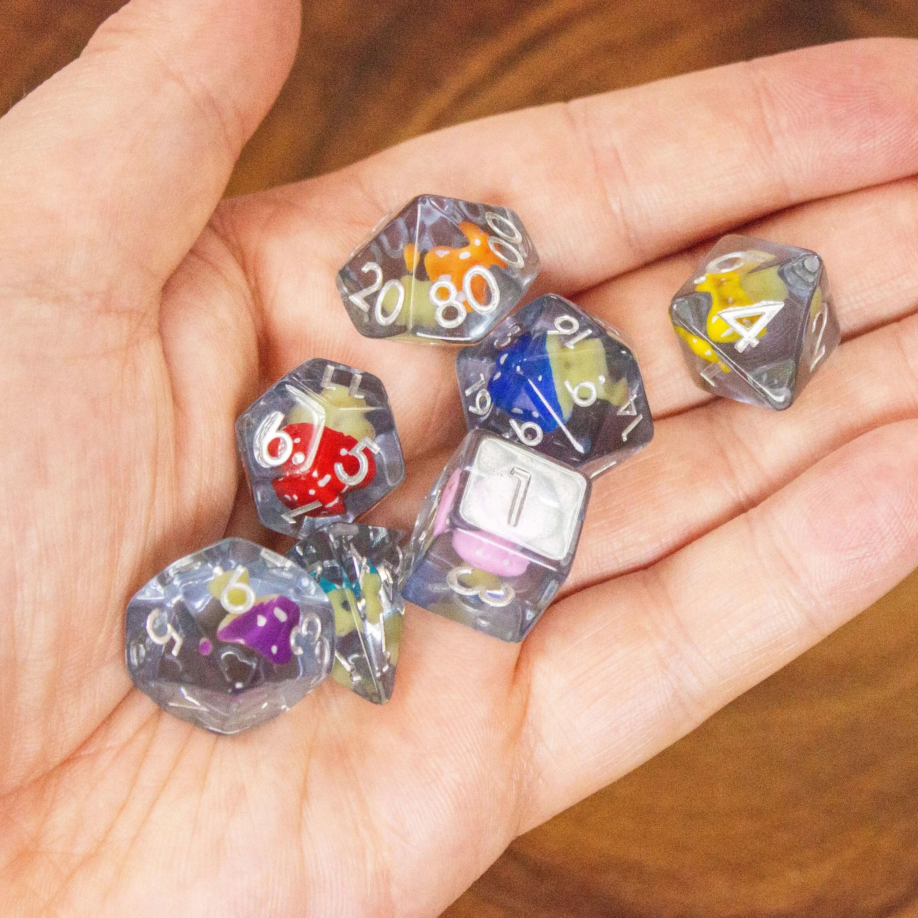 Multi-coloured Mushroom Dice Set