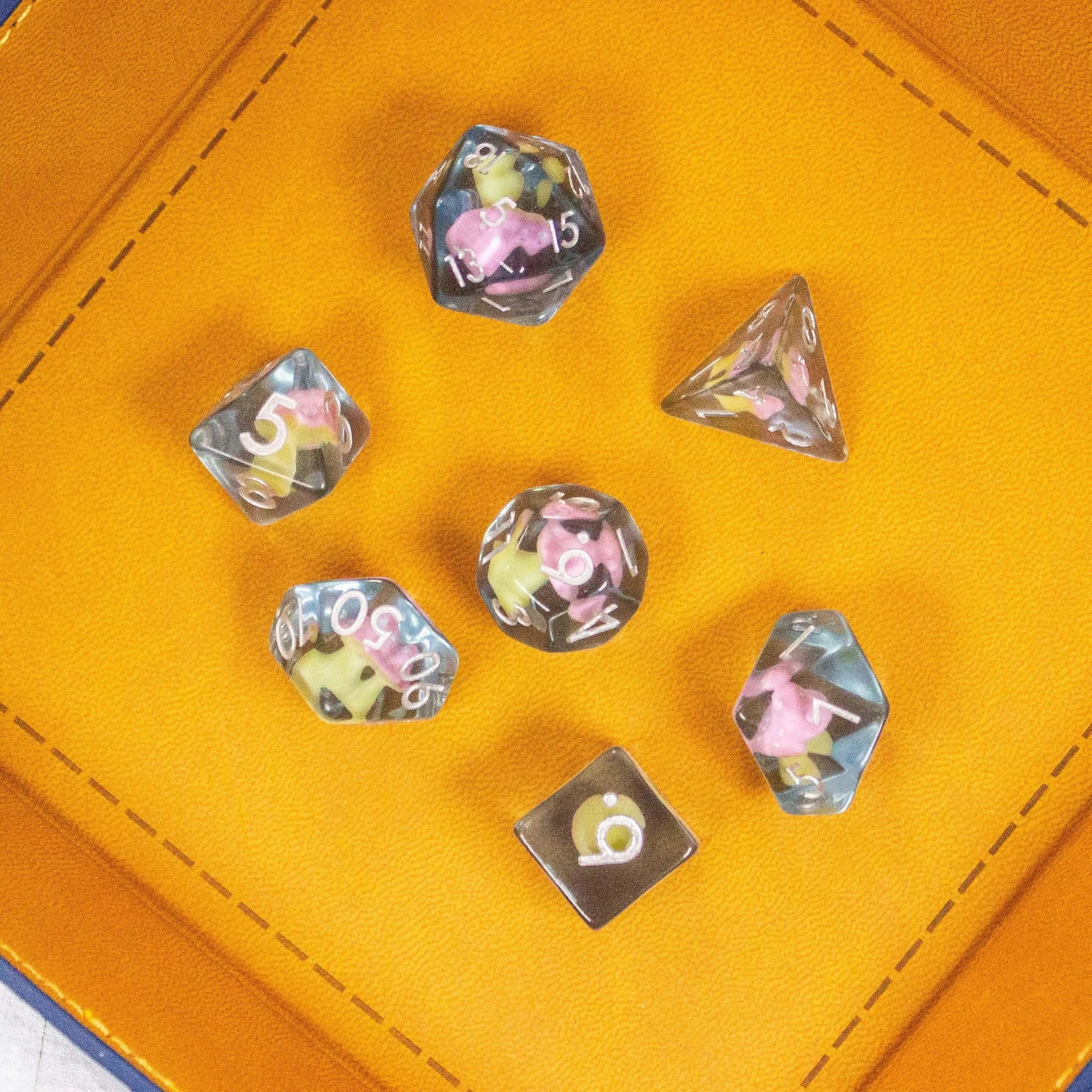 Blue Pink Mushroom Dice Set