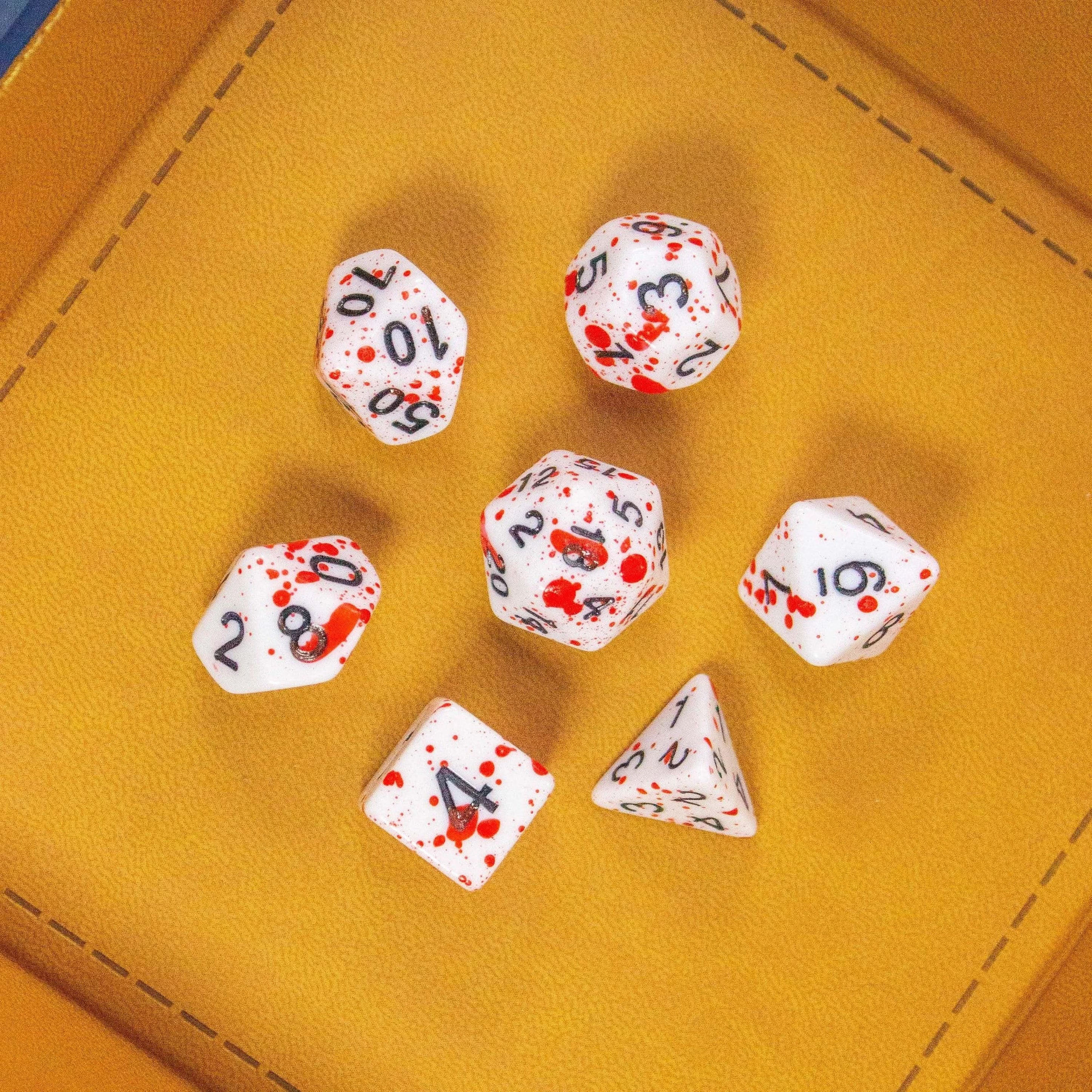 Red Splatter Red Dice | TTRPG Dice | Red splatter TTRPG Dice | Red Dice | Blood Dice Red - MysteryDiceGoblins