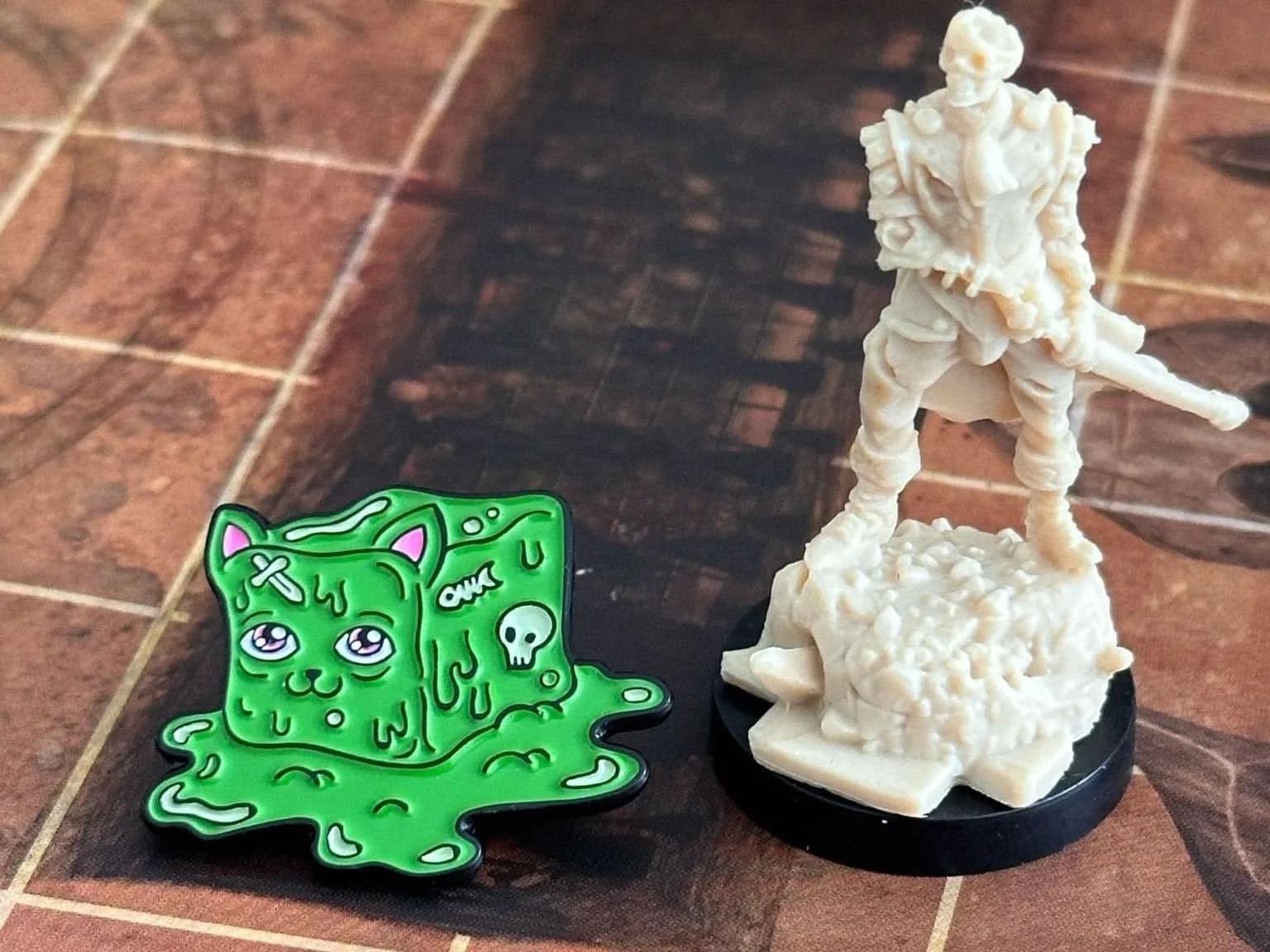 Gelatinous Cube Cat, TTRPG Enamel Pin, TTRPG Monster pin, Kawaii Cat Pin - MysteryDiceGoblins