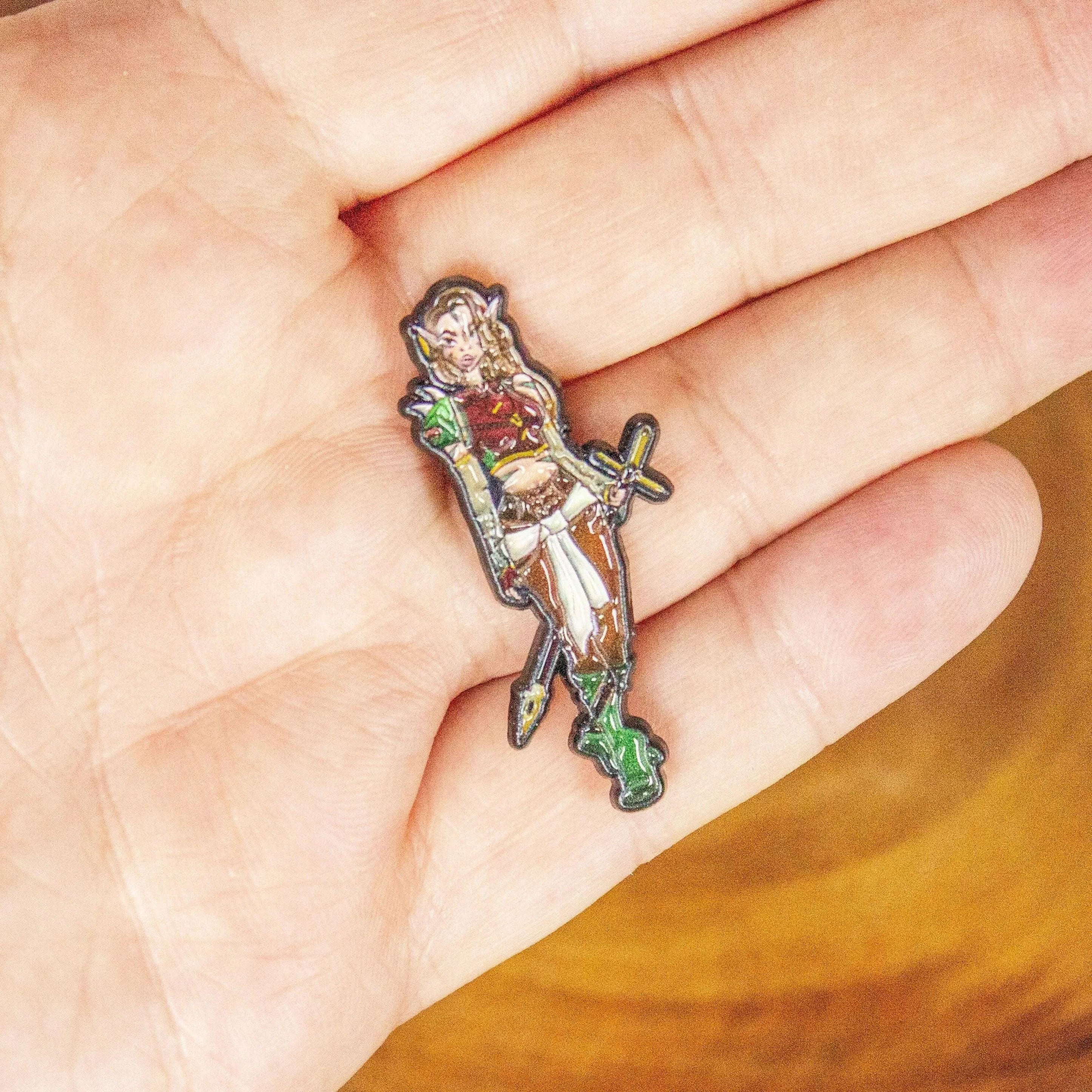 Elf Enemal Pin Warrior TTRPG - MysteryDiceGoblins