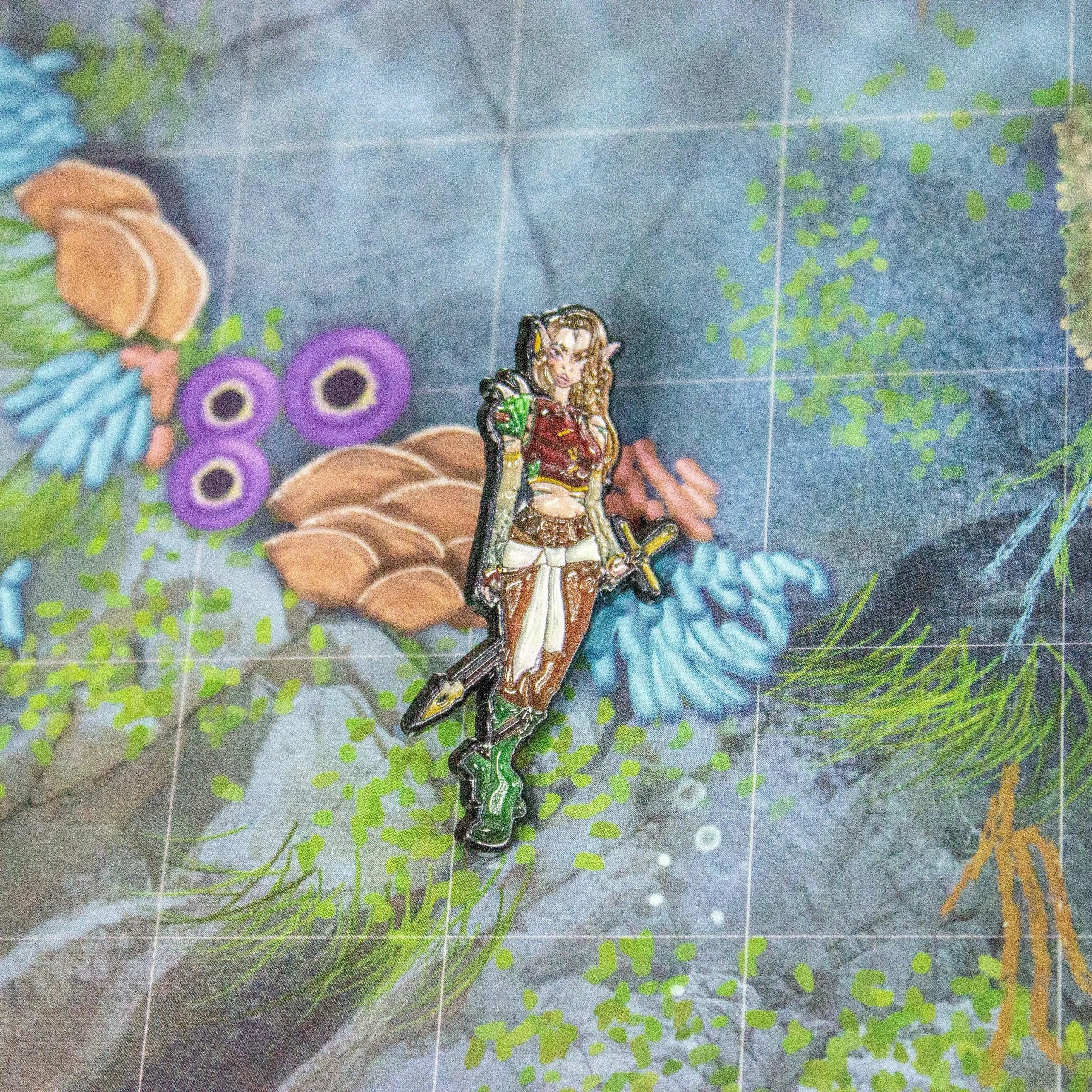 Elf Enemal Pin Warrior TTRPG - MysteryDiceGoblins