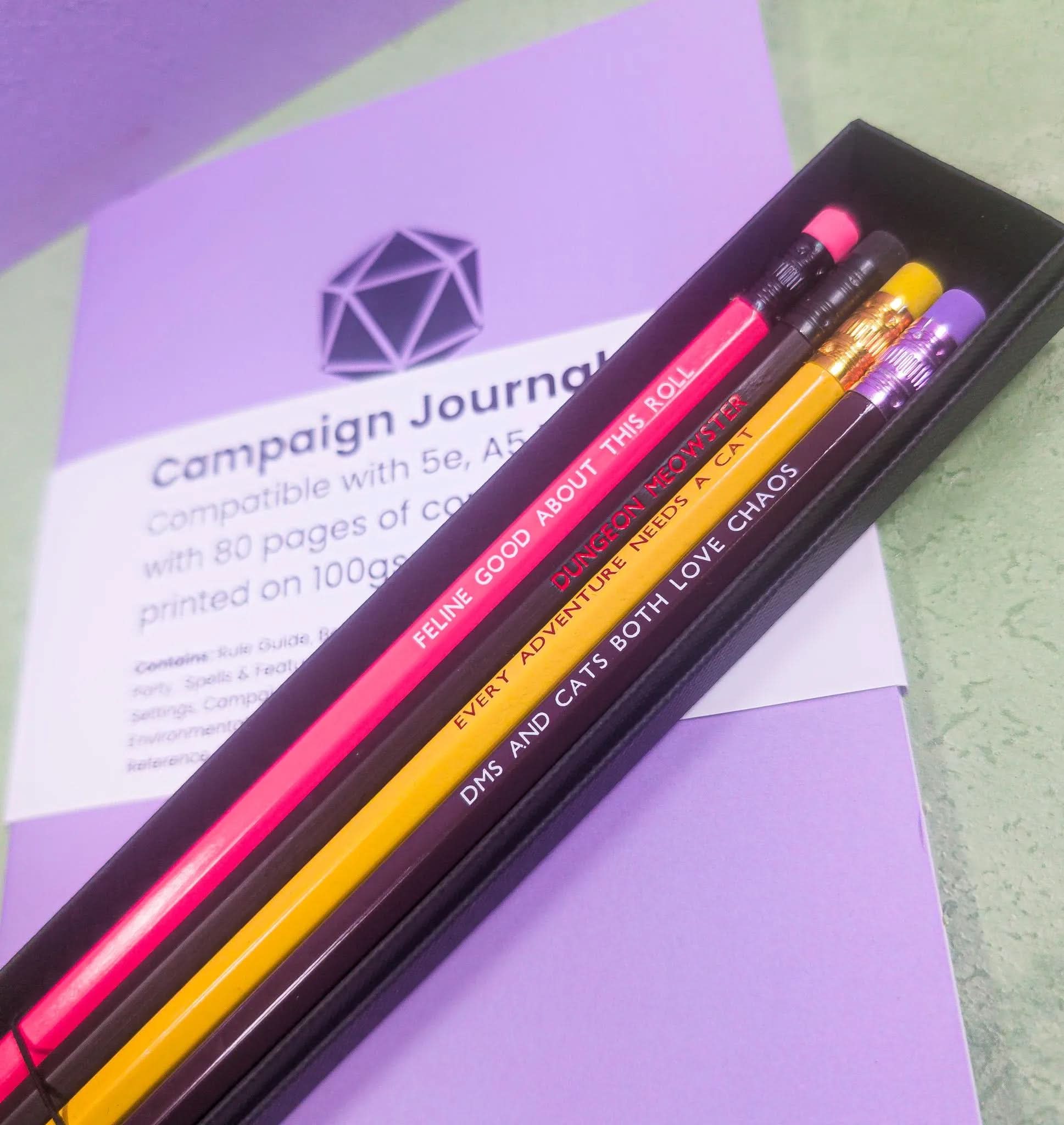 TTRPG Cat Pencils | Dungeon meowster | Perfect for Cats and Catacombs | DM gifts | TTRPG Gift | RPG Stationary | RPG Accesories - MysteryDiceGoblins