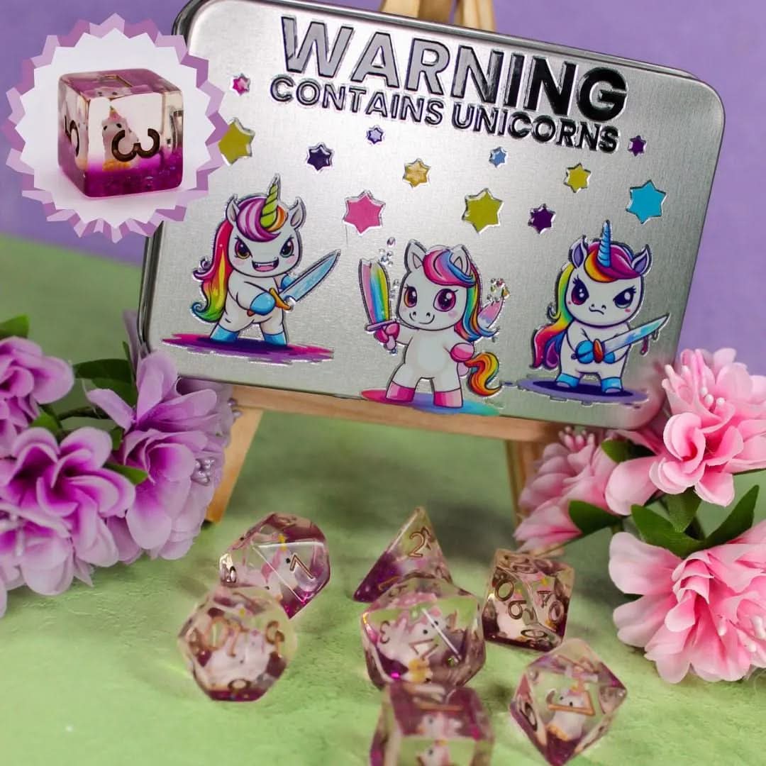 Unicorn TTRPG Dice | Unicorn Dice | Cute Dice | TTRPG Gifts | DM Gifts | Unicorns | Inclusion Dice | Dice for - MysteryDiceGoblins