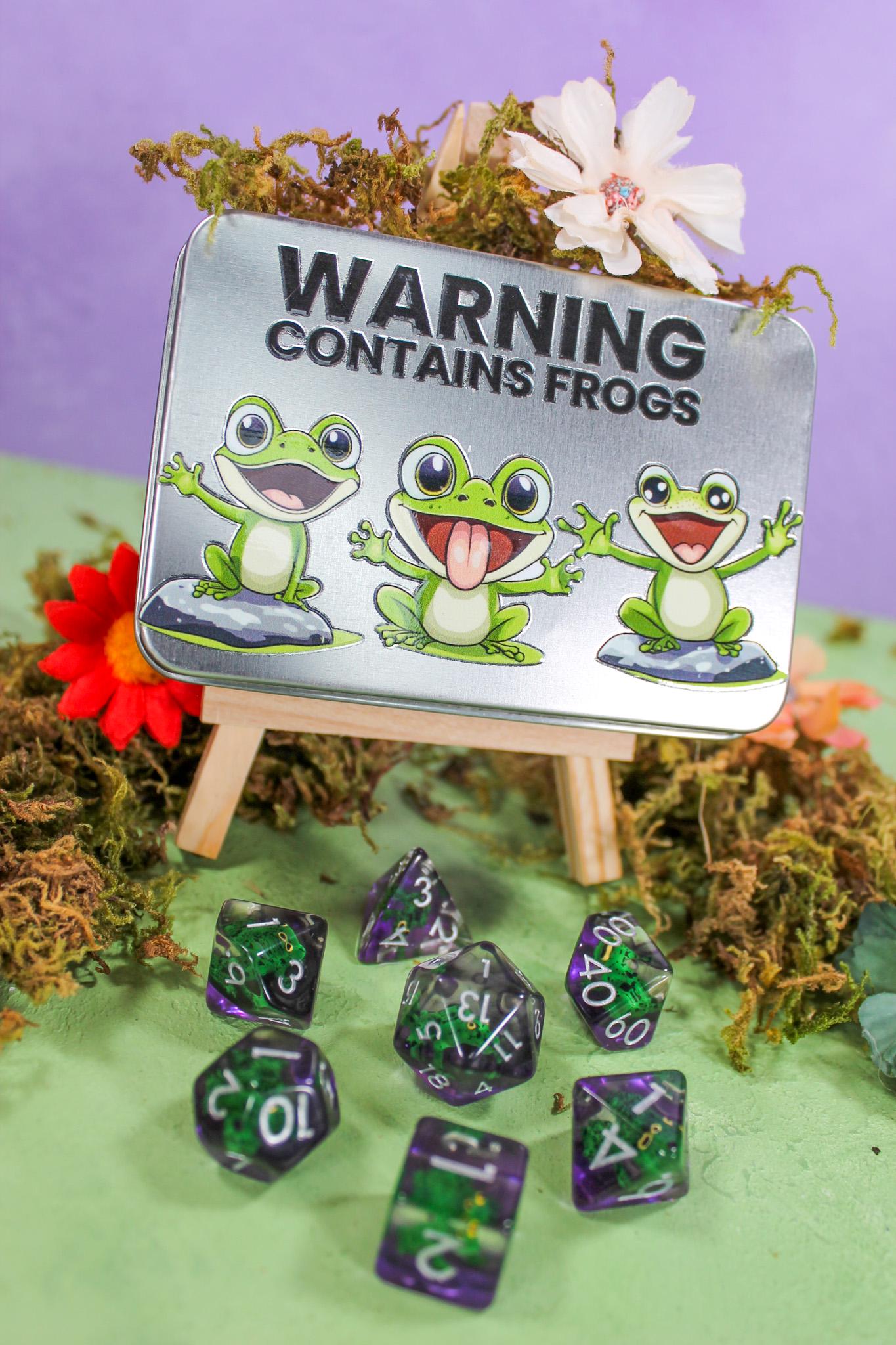 Frog Dice | Inclusion Dice | TTRPG Dice with Display Tin | RPG Dice | Druid Dice | Character Dice | Dice Display | TTRPG Gift | RPG Gift - MysteryDiceGoblins